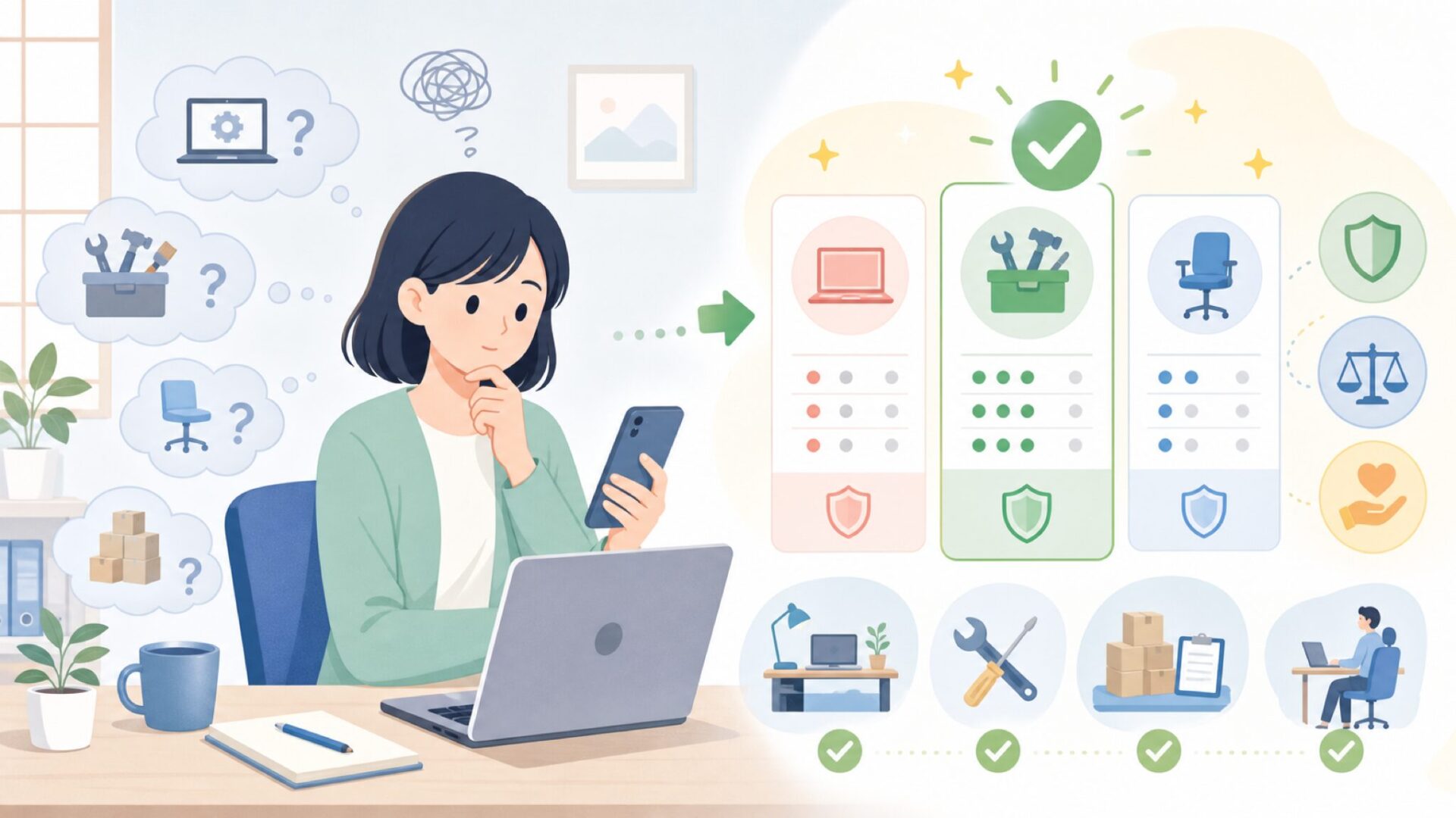 Arulaが向いている用途・作業シーンを表すイラスト