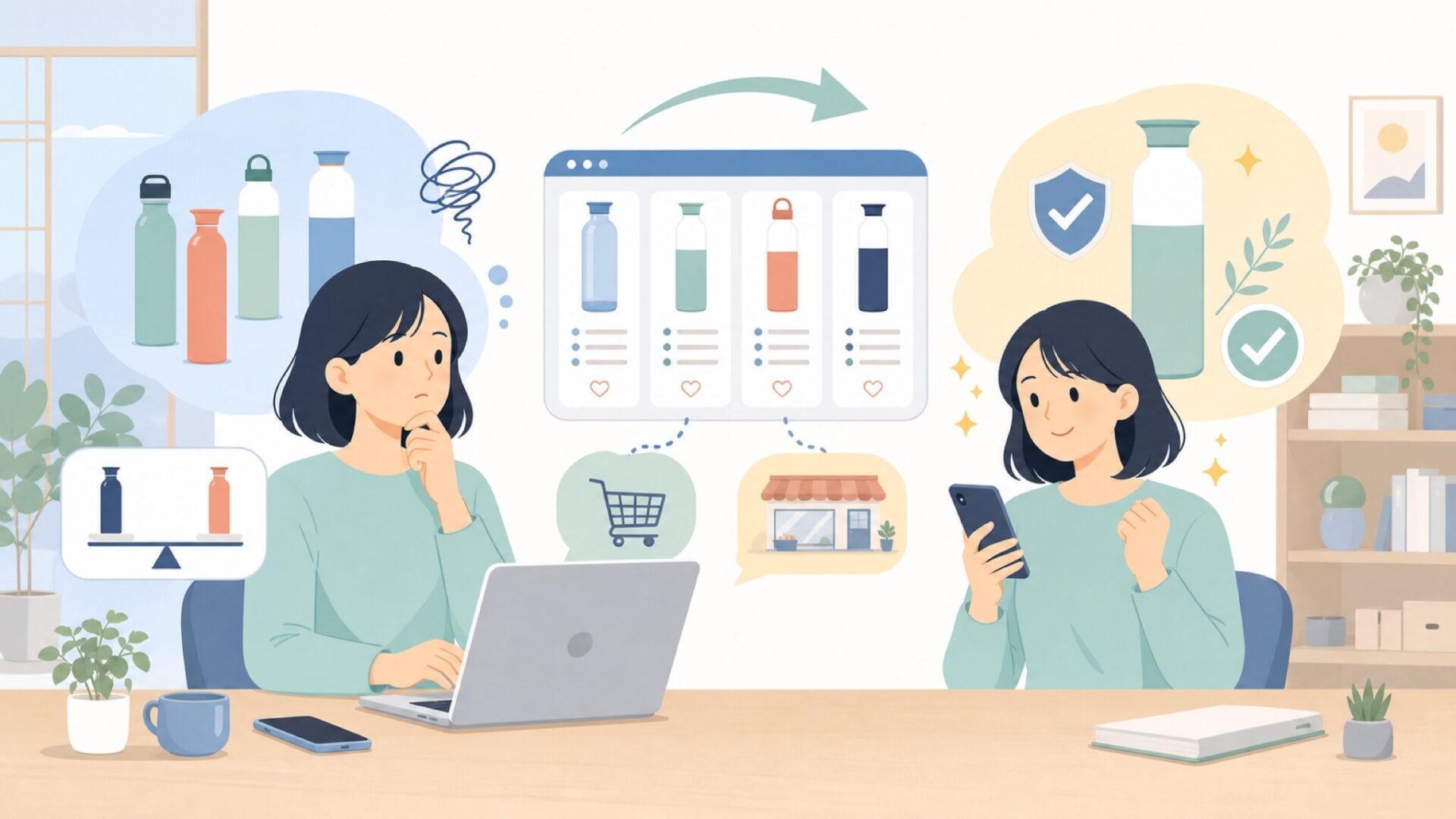 日本でDopperを買う方法と選び方を表すイラスト