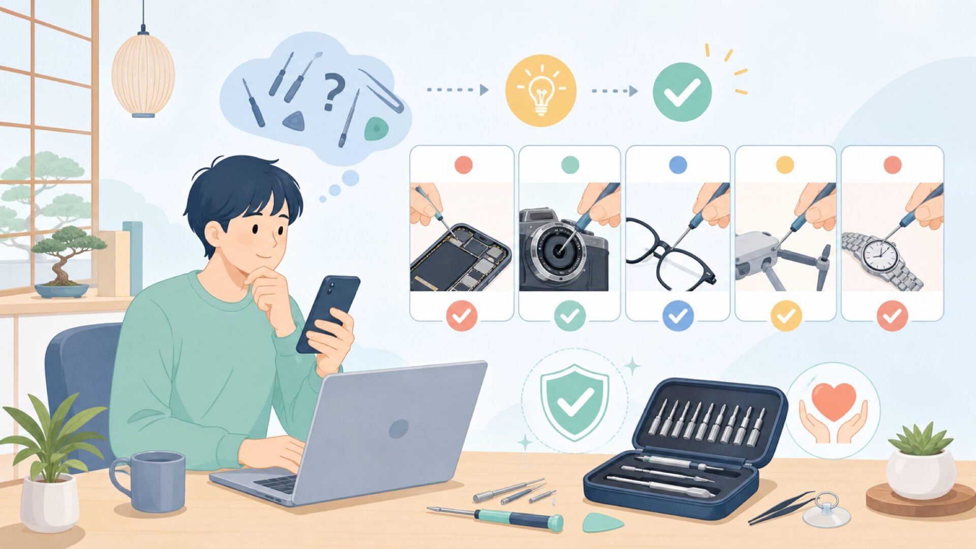 Vastar精密ドライバーで何ができる?用途別の使い方を表すイラスト
