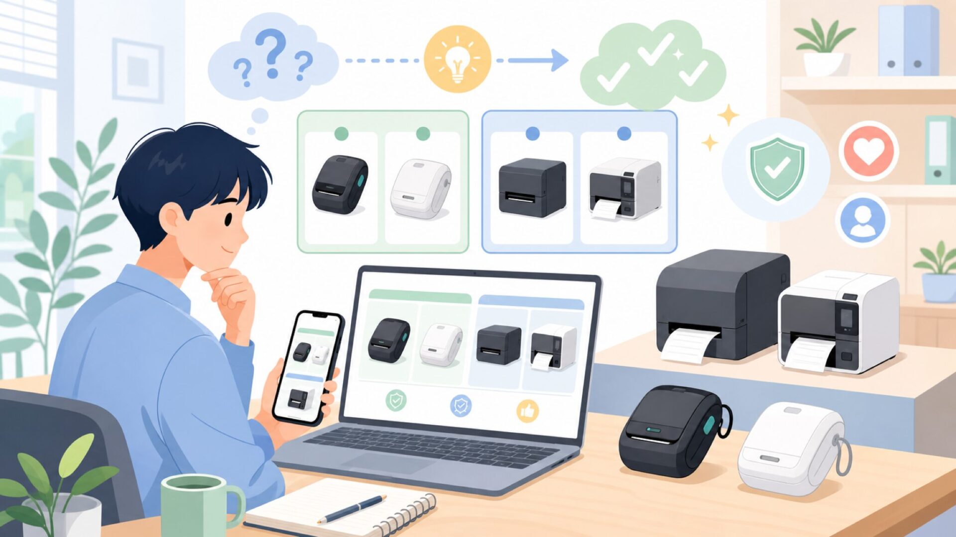 HPRTのラベルプリンターはどんな製品群?カテゴリを俯瞰を表すイラスト