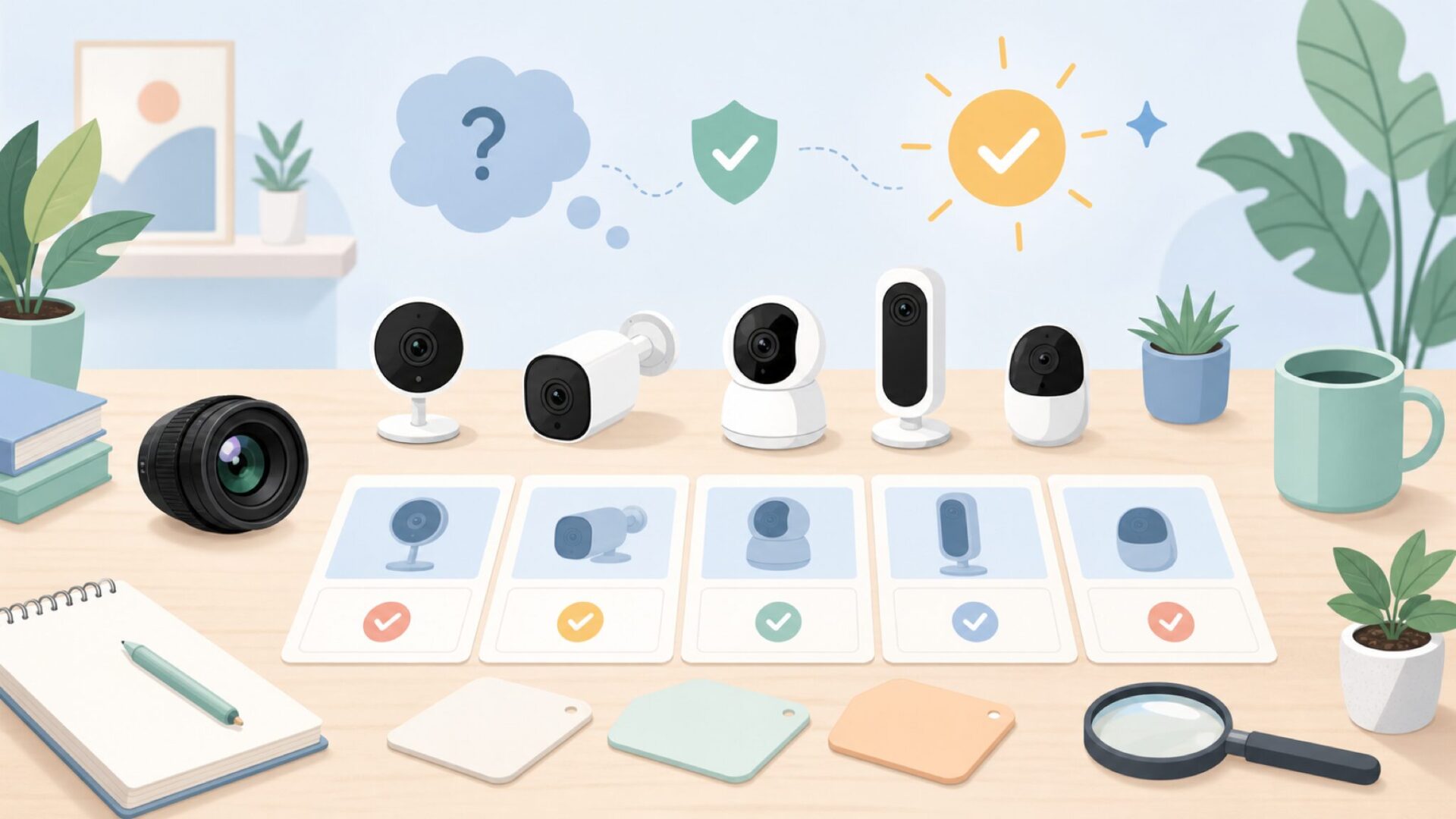 HeimVision防犯カメラのラインナップと特徴を表すイラスト