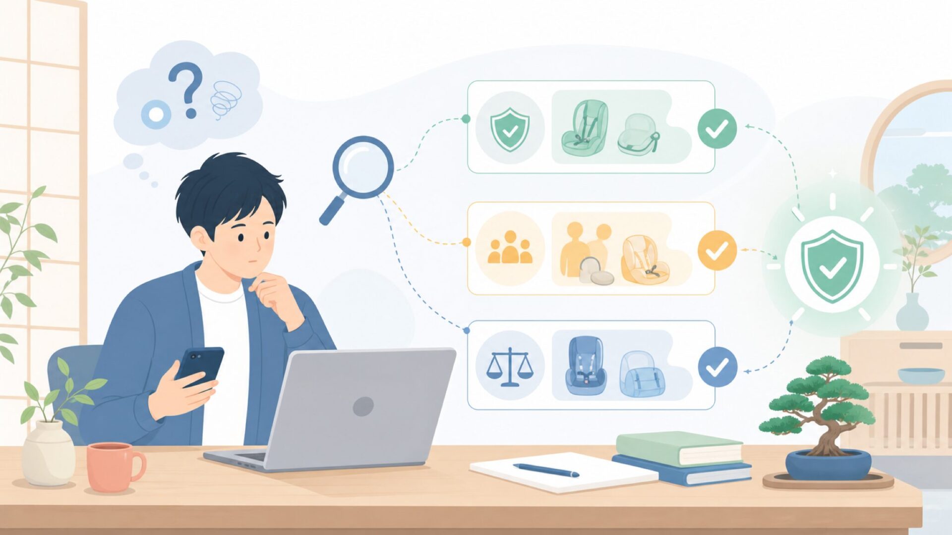 Benbatは信頼できるブランドか？判断するための3つの視点を表すイラスト