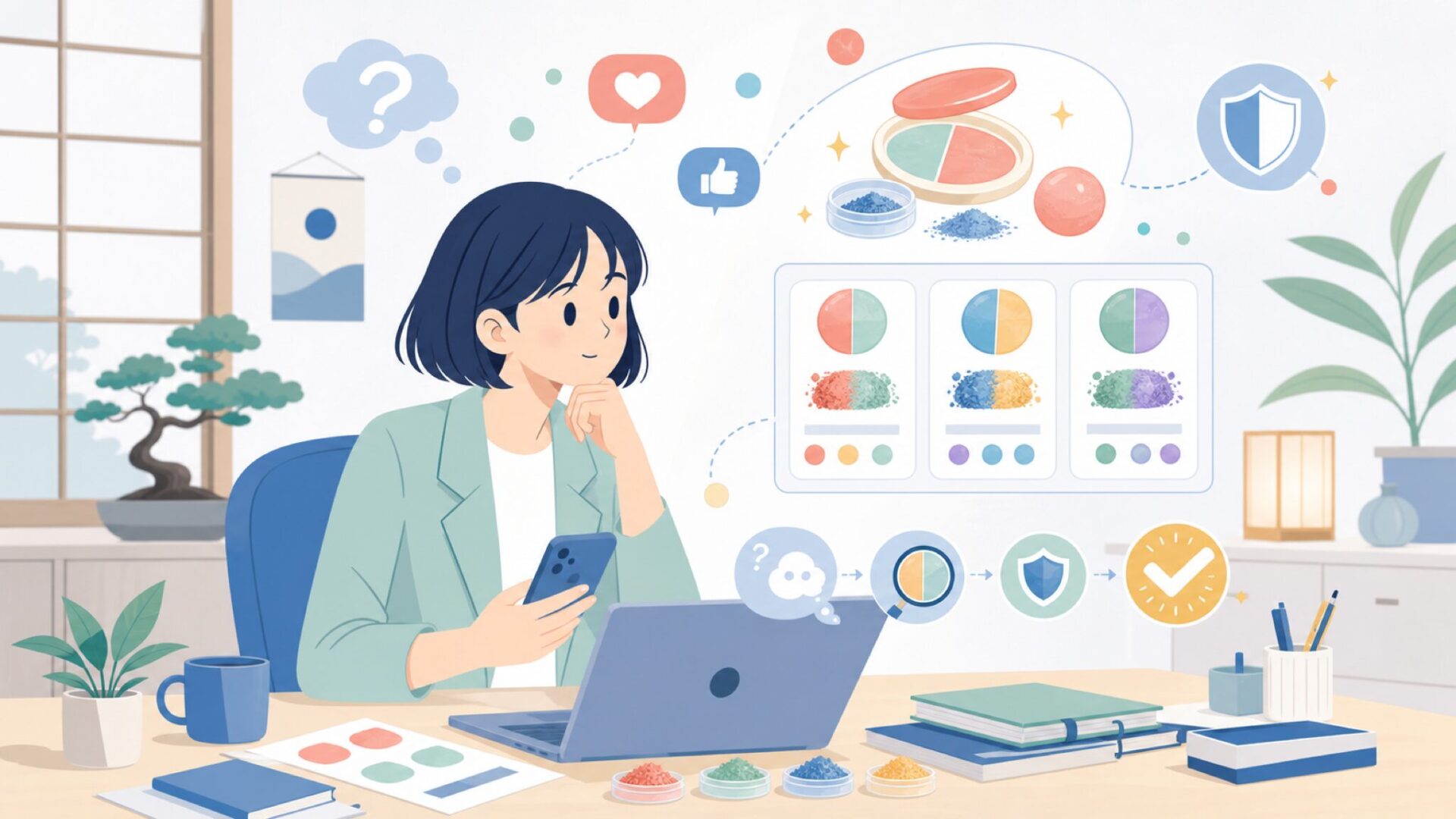 SNSで話題の分離色の魅力を深掘りを表すイラスト