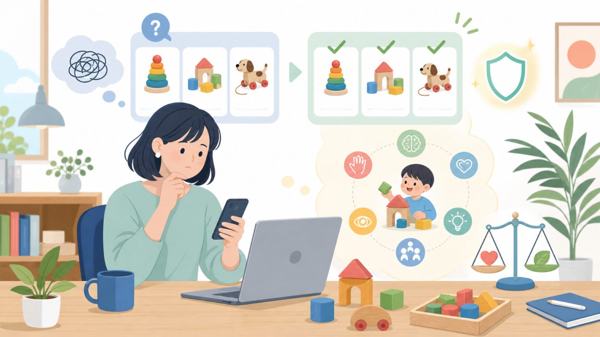 デザイン性・知育効果からみるBigjigsの魅力を表すイラスト