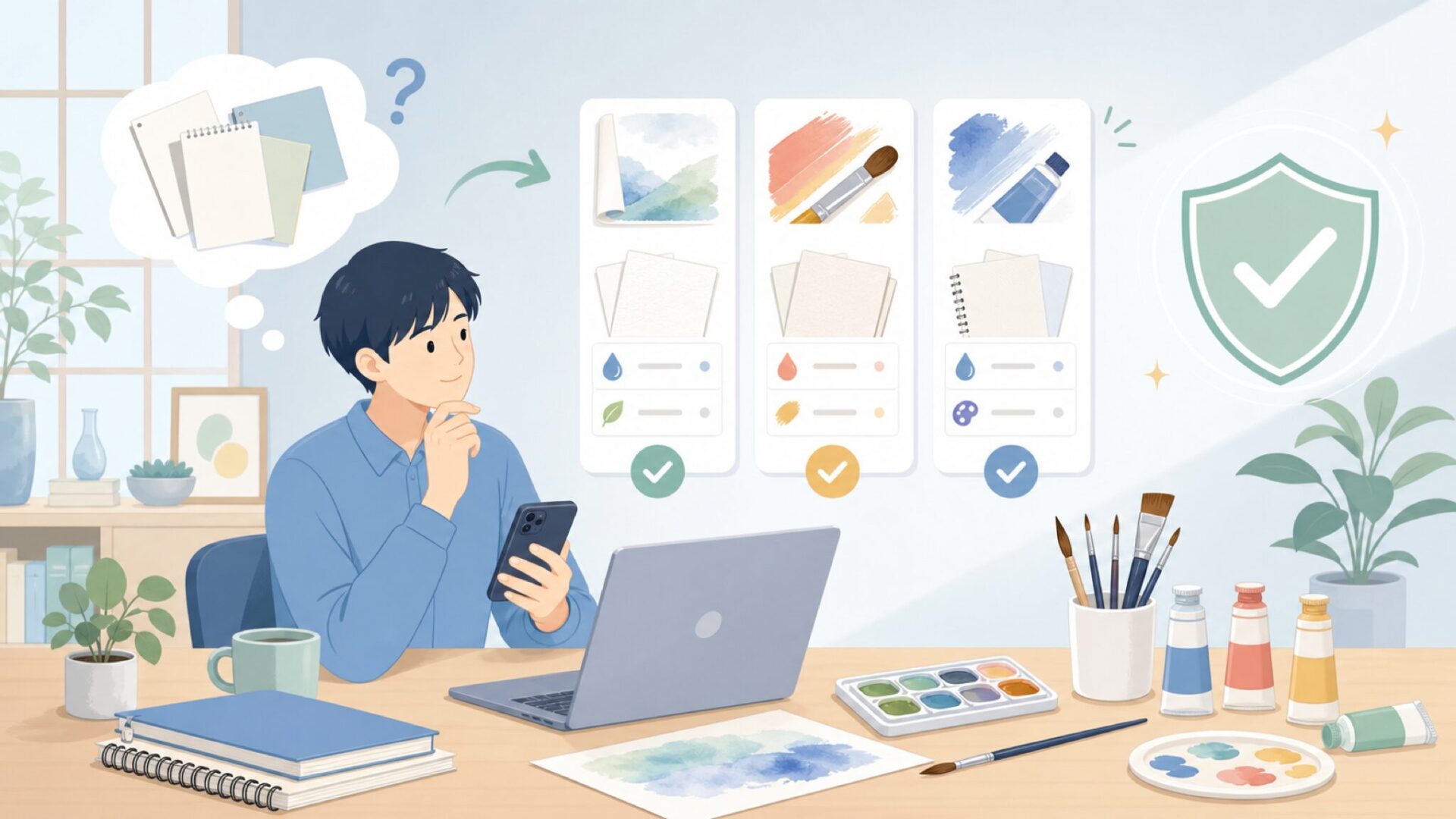 用途別に選ぶCanson製品の選び方を表すイラスト
