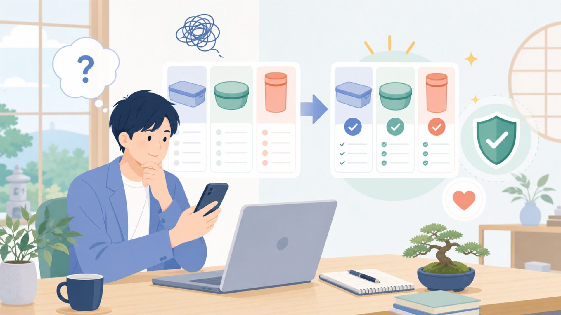 Emsaの商品を選ぶときのチェックポイントを表すイラスト