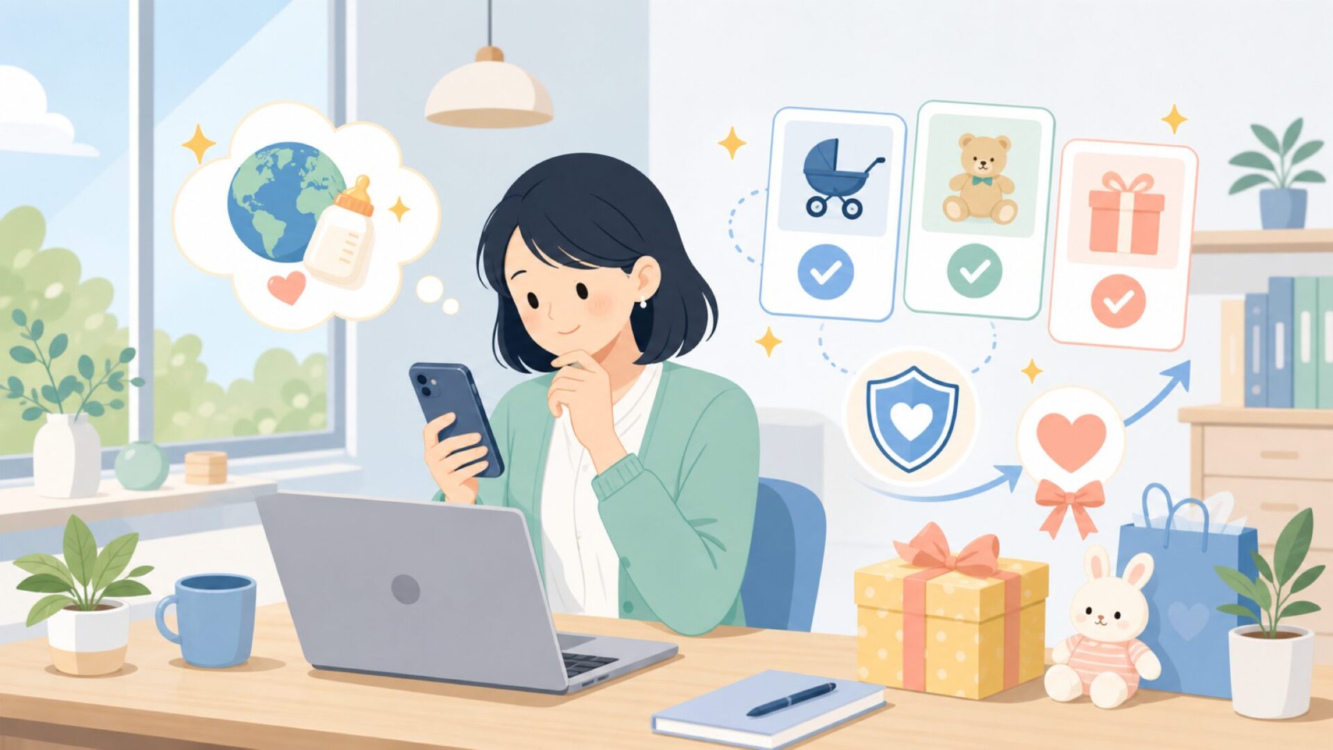 出産祝い・ギフトで選ばれる海外ブランドとしてのDifraxを表すイラスト