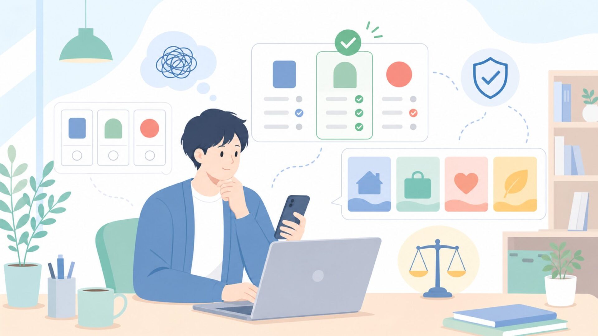 目的別に選べる商品ラインナップの全体像を表すイラスト