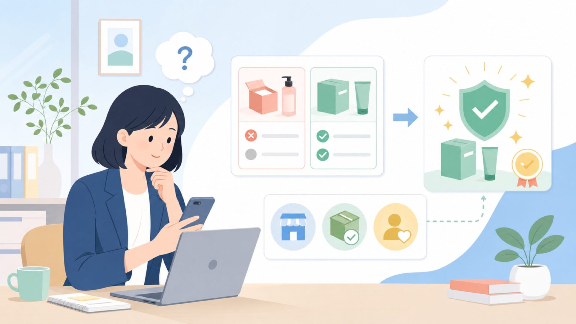 日本で正規に購入するための見分け方を表すイラスト