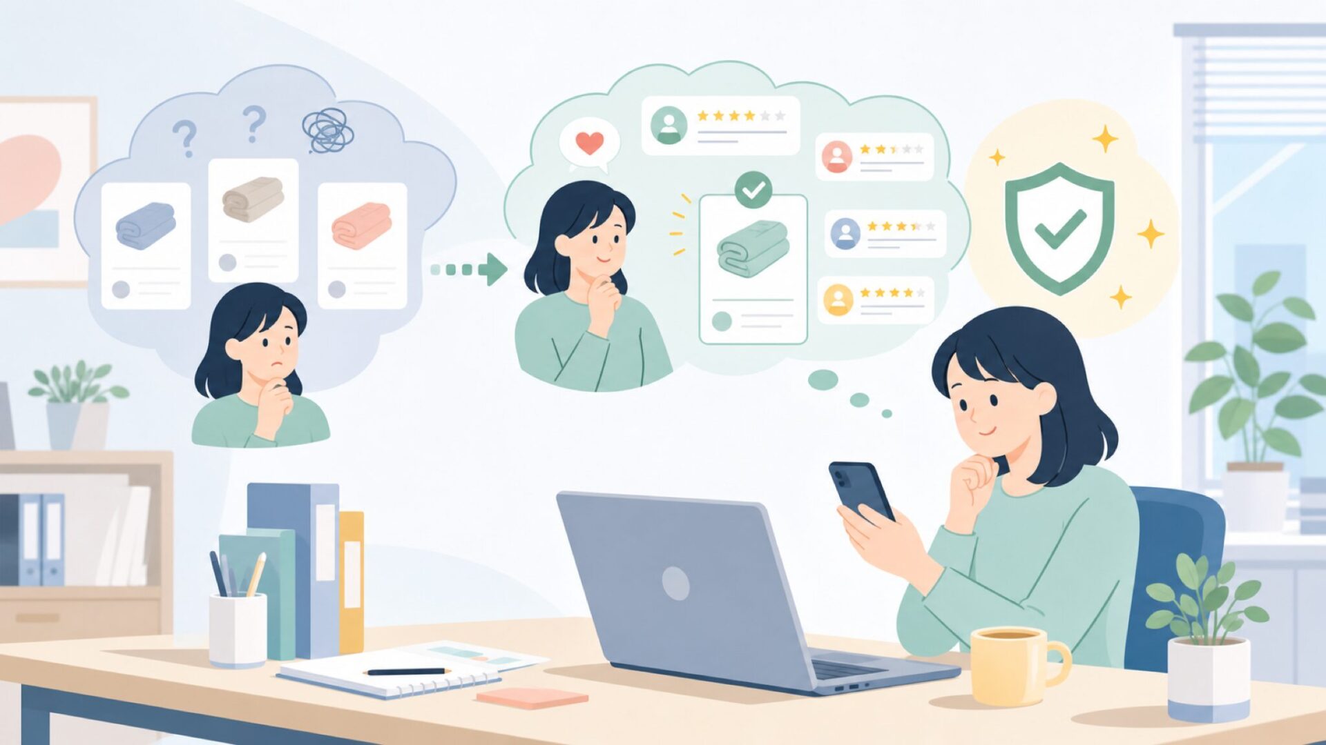 口コミ・評判から見えるWollの実力を表すイラスト