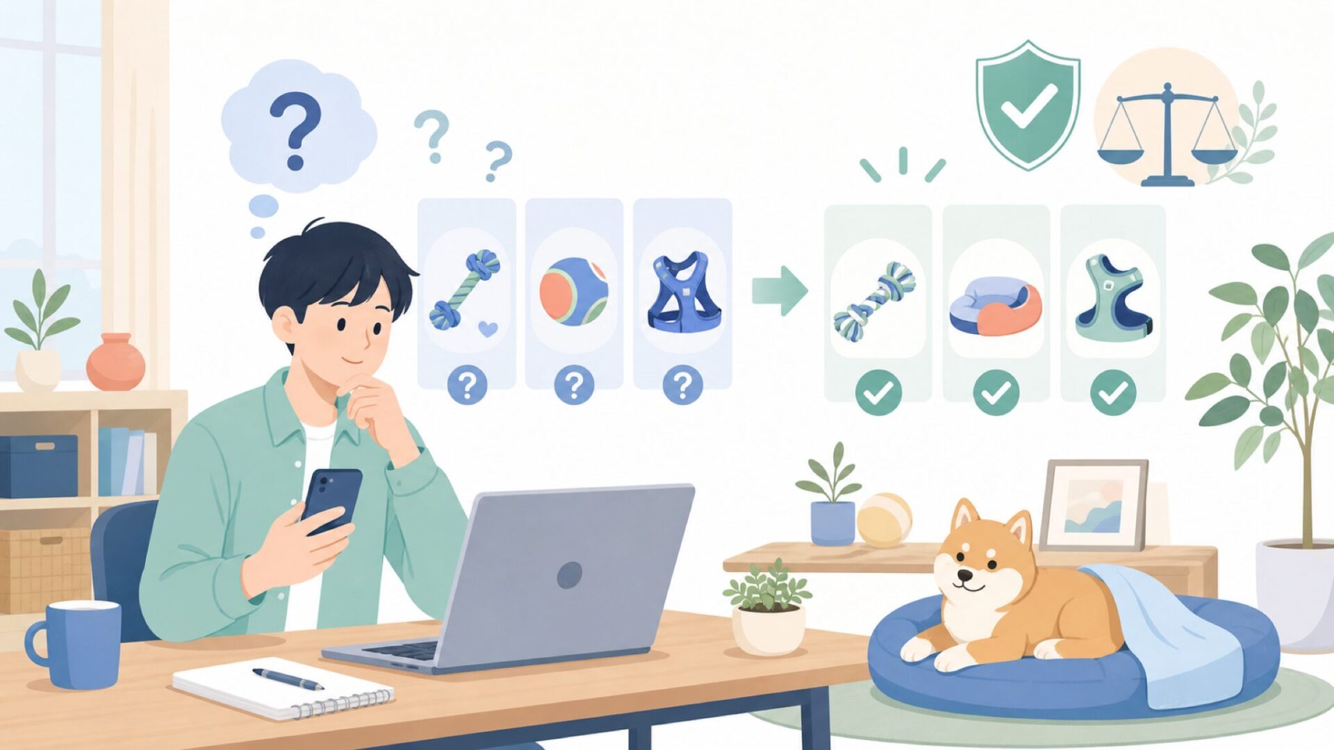 GoDogと合わせて検討されやすい輸入ペット用品ブランドを表すイラスト