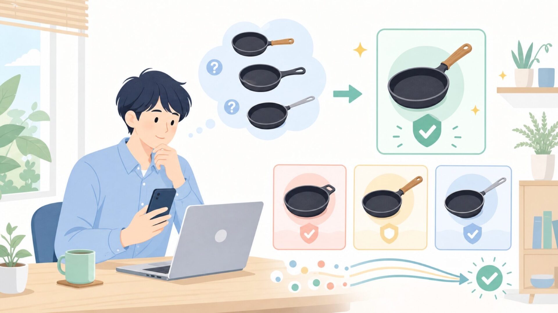 ハンドルの種類で選ぶ、自分に合う1本を表すイラスト