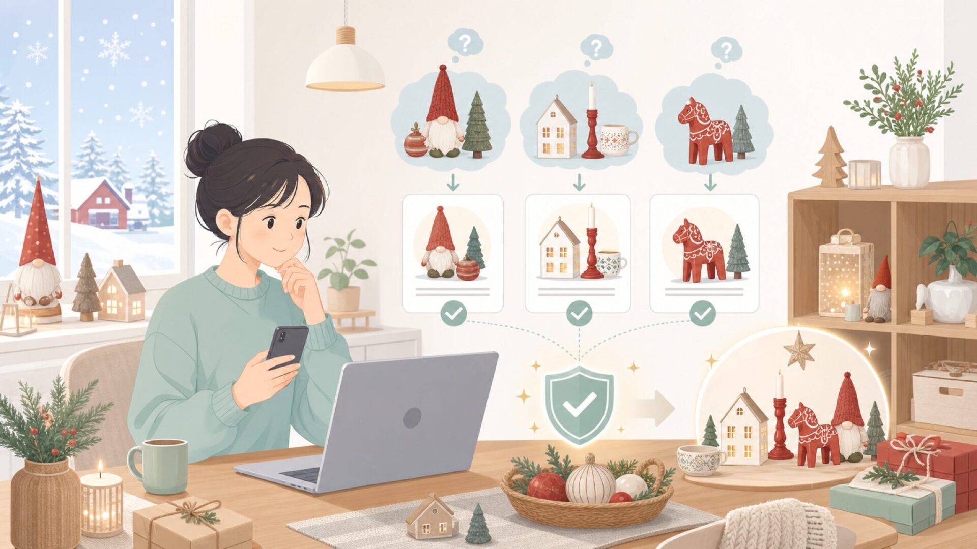 北欧の冬を届けるMailegクリスマスシリーズを表すイラスト