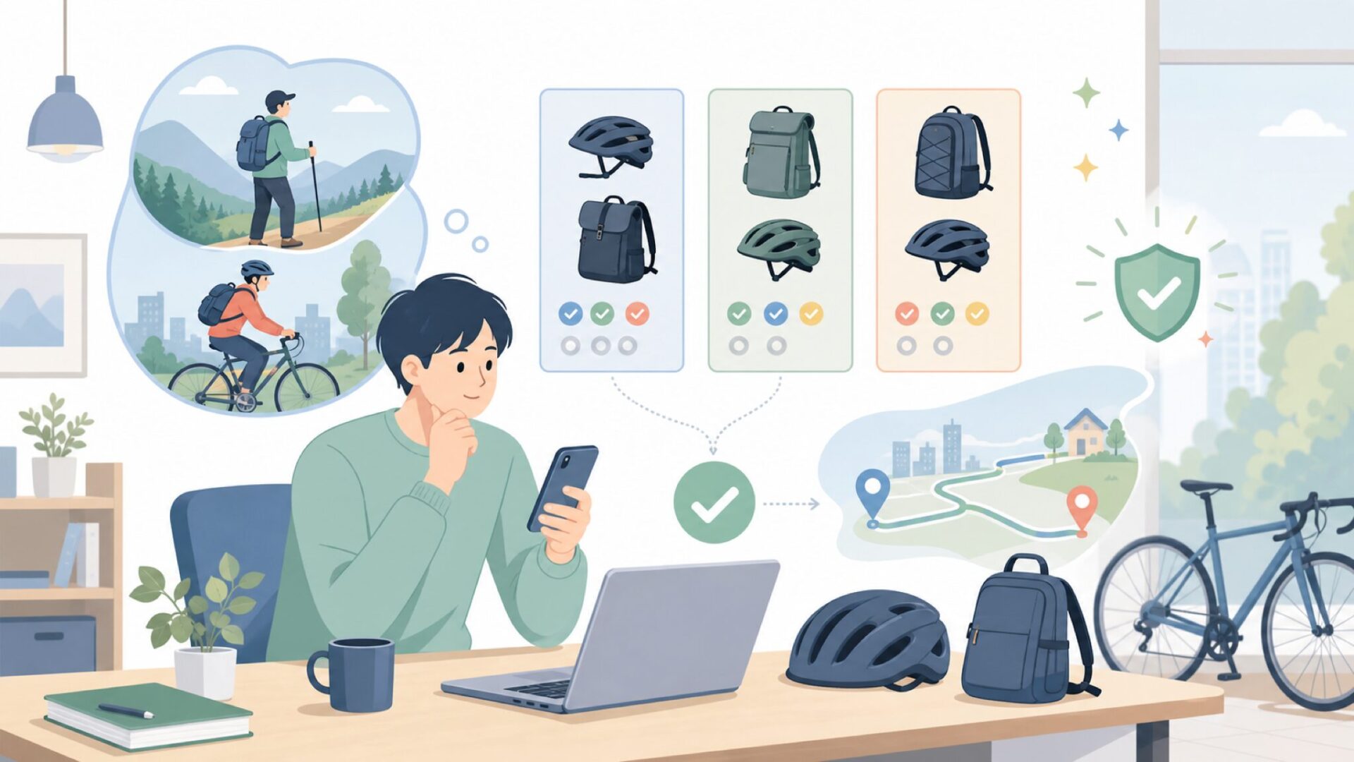 自転車通勤・サイクリングに使えるレースシリーズを表すイラスト