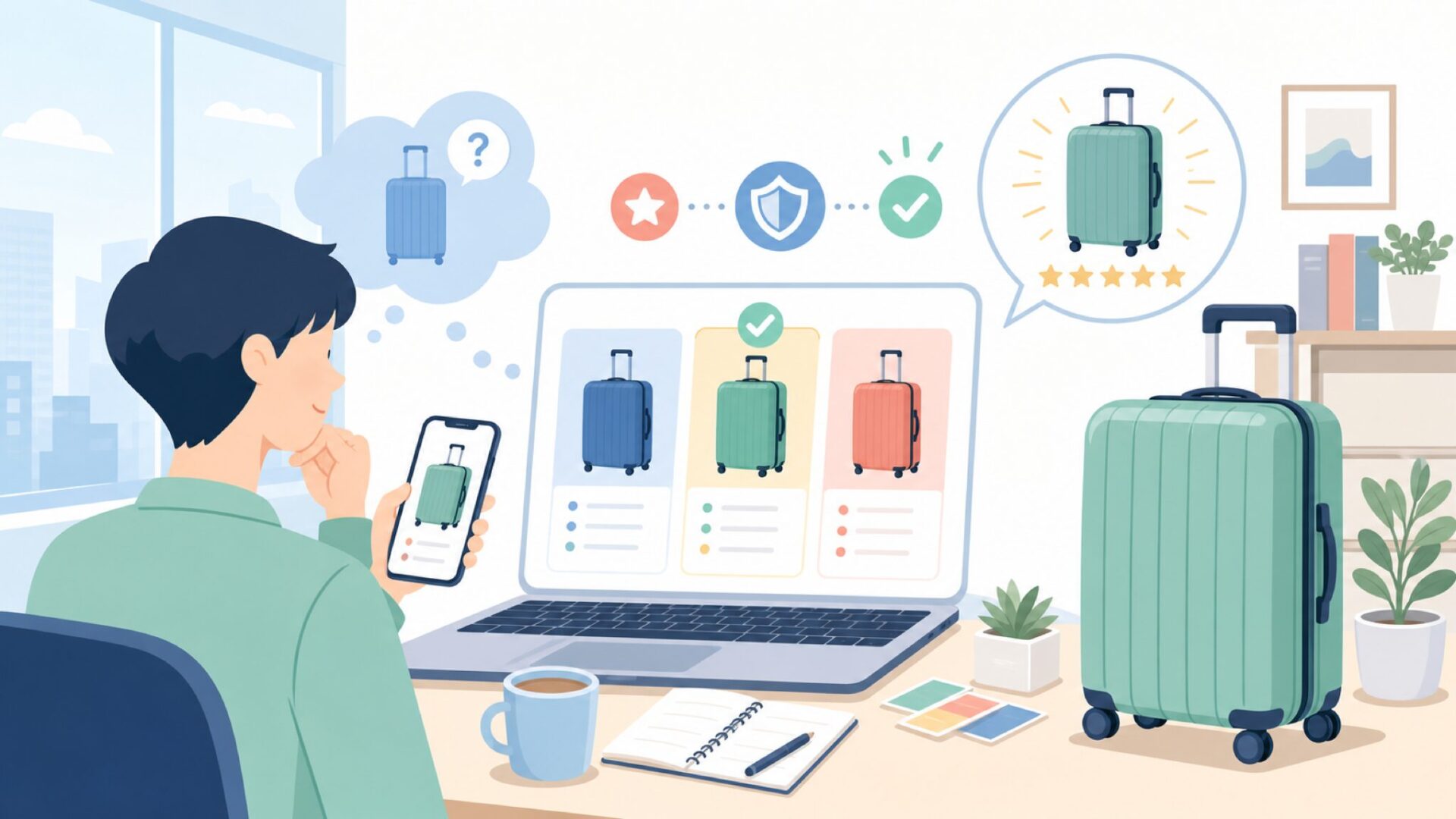 人気モデル速報 Ambeur Carry-On Luggageを表すイラスト