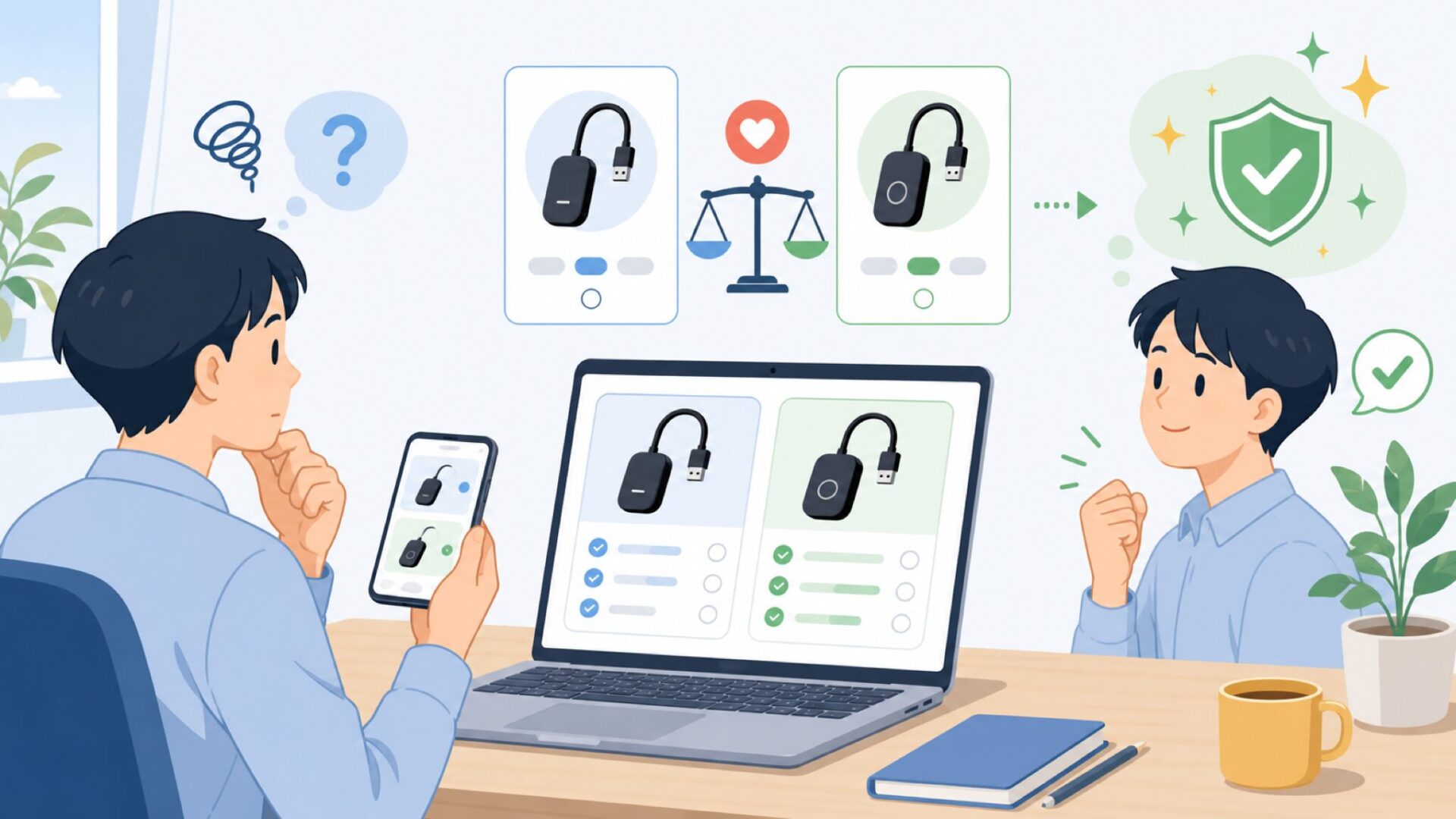 AAWirelessとOttocastは何が違う？選び方の基準を表すイラスト