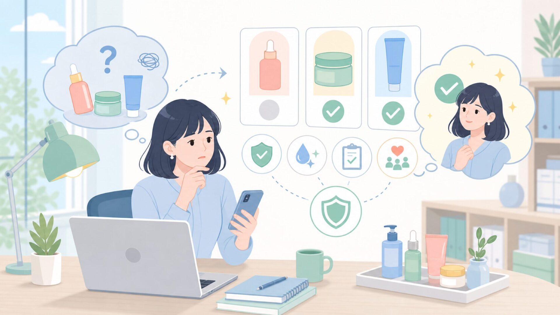知らないブランドを信じてもいい？安全性と信頼の根拠を表すイラスト