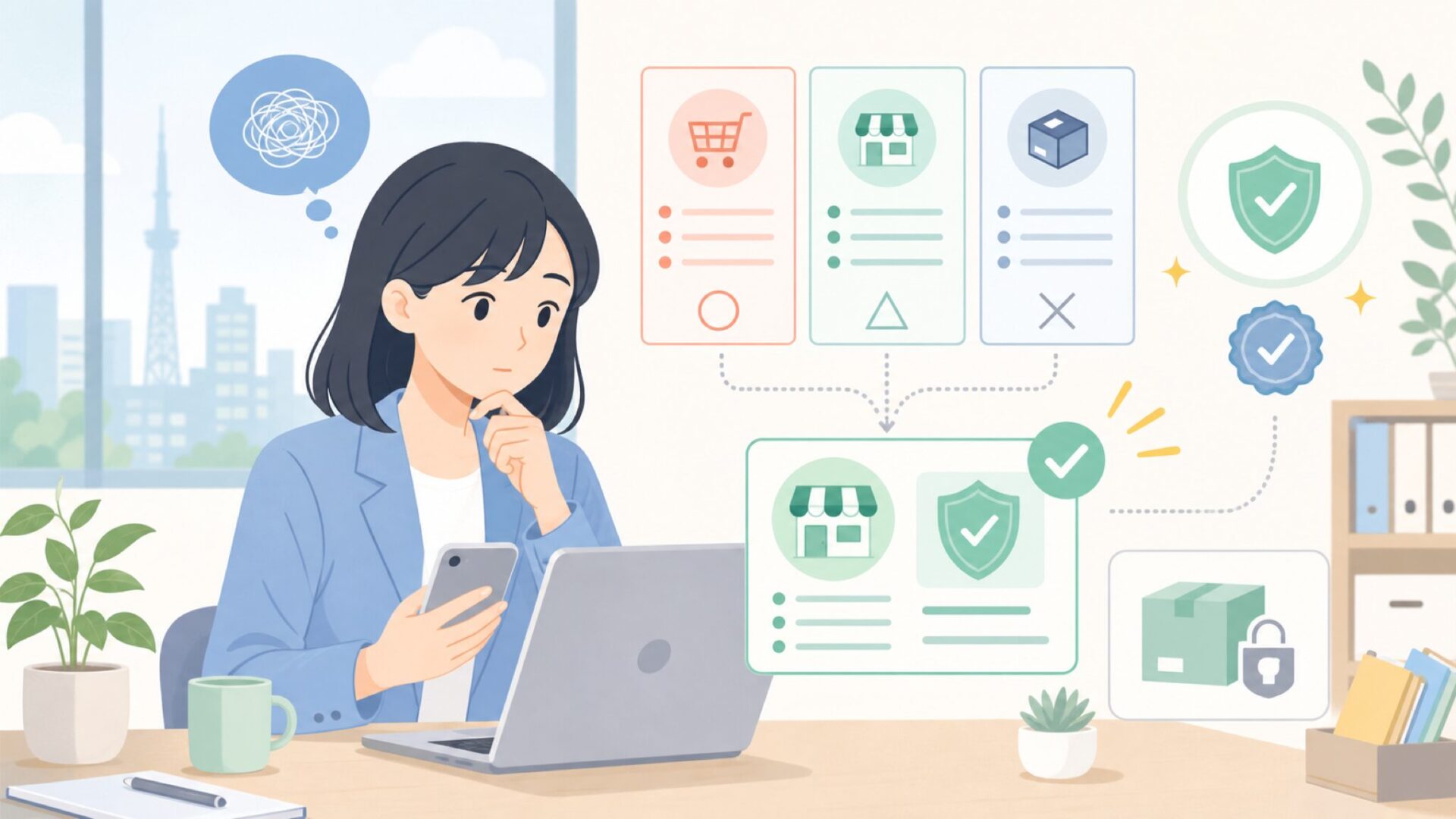 beplainはどこで買える？信頼できる購入先まとめを表すイラスト