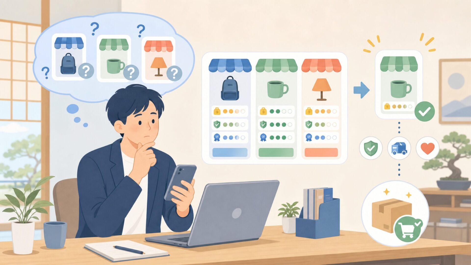Celimaxはどこで買える？購入先と注意点を表すイラスト
