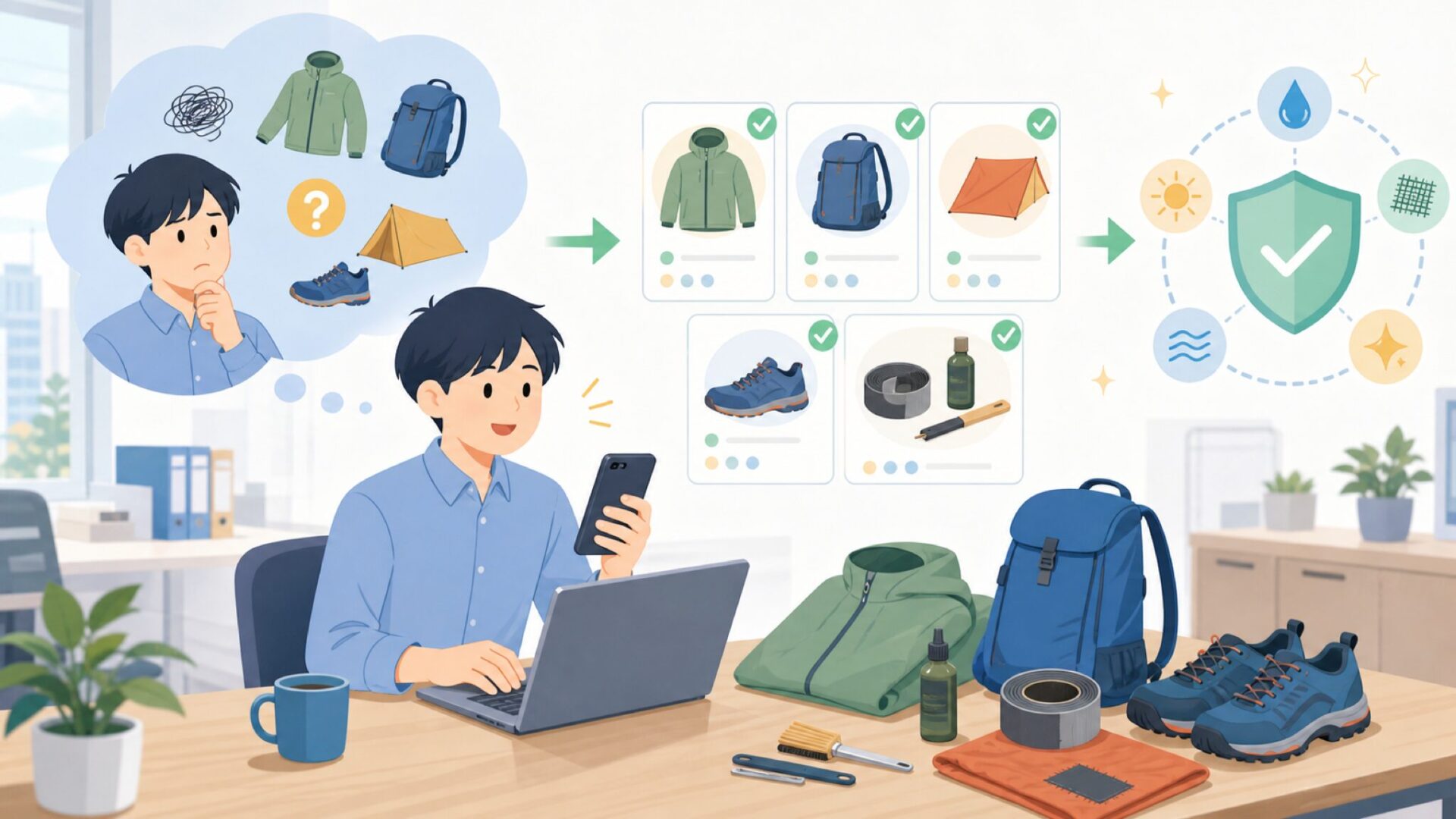 Gear Aidが向いている用品カテゴリと使いどころを表すイラスト