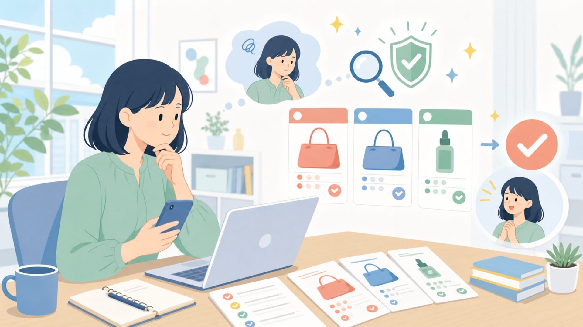 購入前に確認したい注意点とおすすめの選び方を表すイラスト