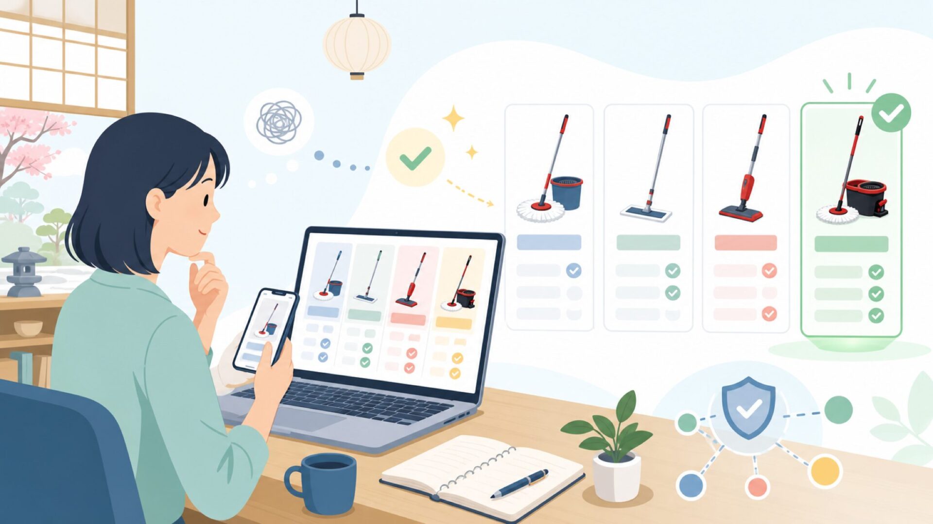 O-Cedarの代表的な商品ラインナップを表すイラスト