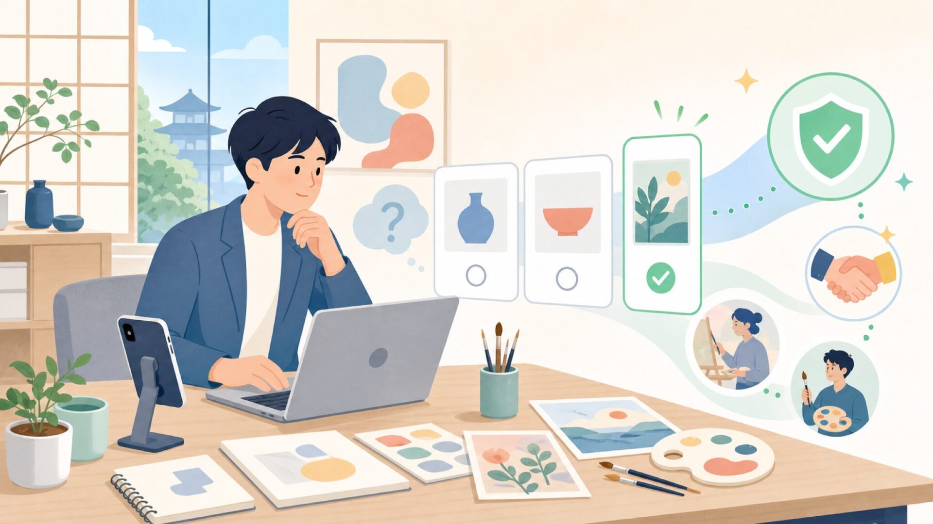 アーティストとの関わりが示す信頼性を表すイラスト