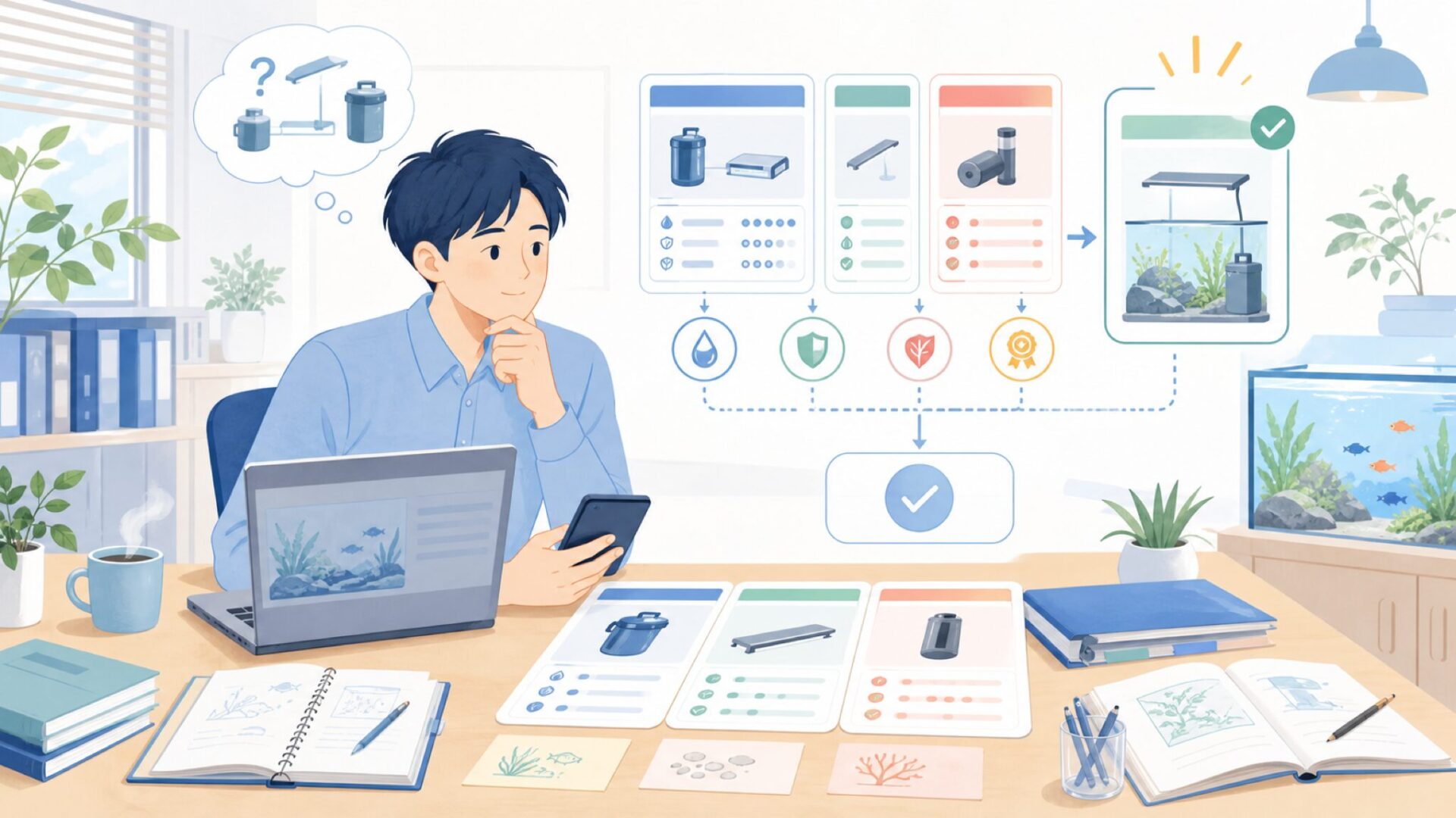 国内定番メーカーとの違いをどう見極めるかを表すイラスト