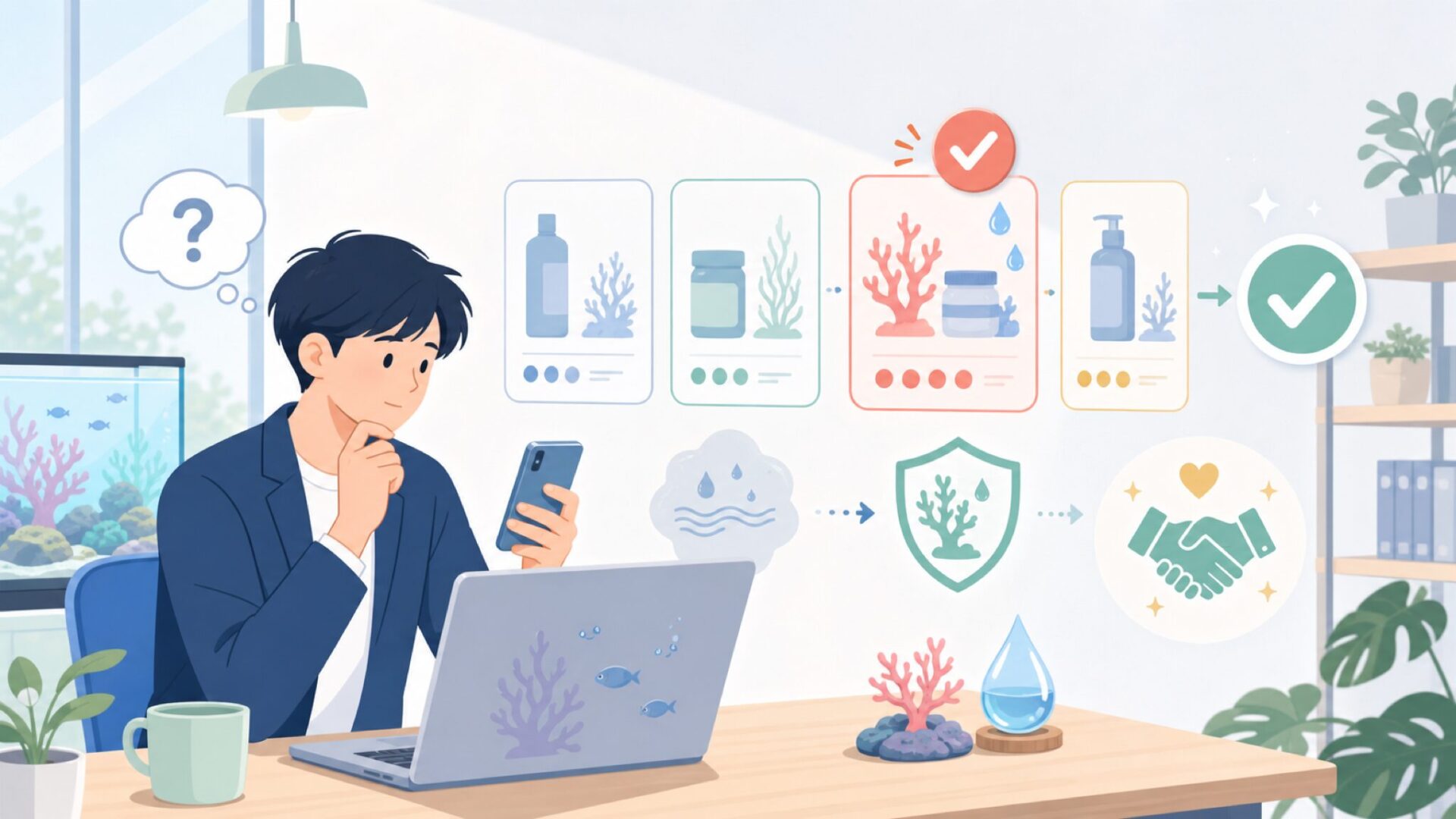 他のアクアリウム用品メーカーと比べたFauna Marinの立ち位置を表すイラスト