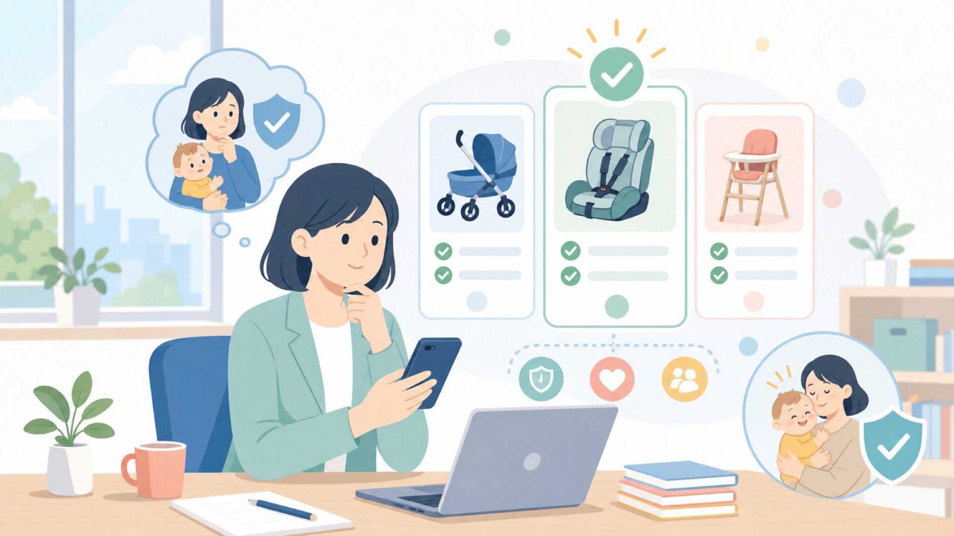 子ども向け商品として安心して選べる根拠を表すイラスト