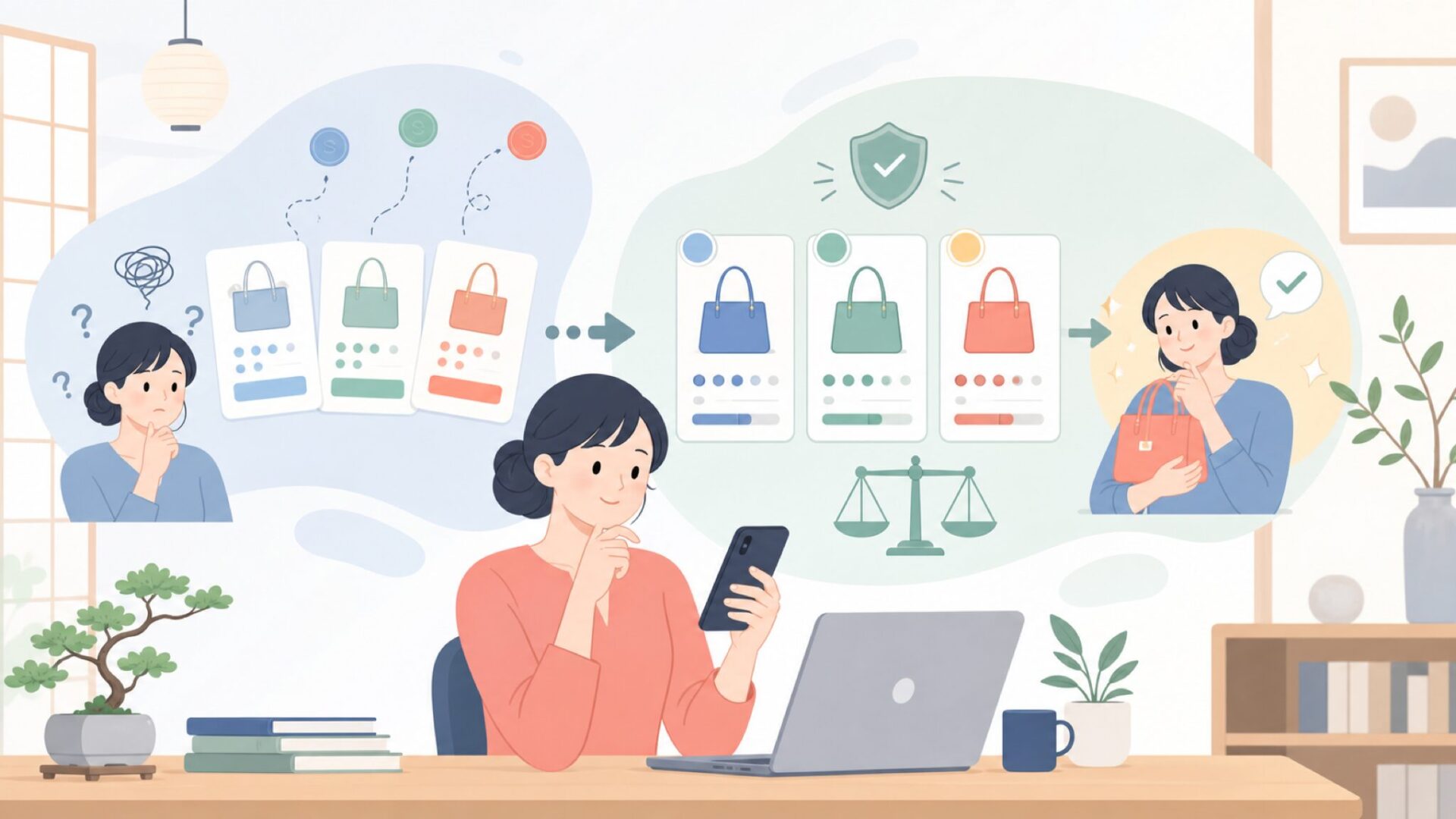 グレード・価格帯で選ぶポイントを表すイラスト