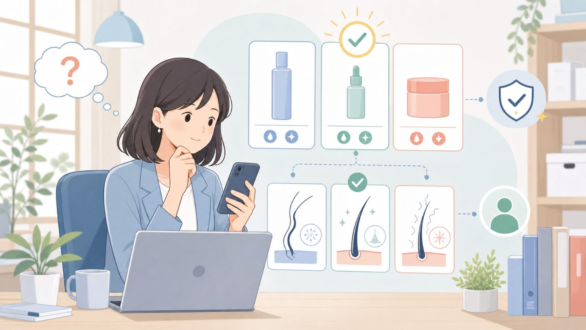 商品ごとの違いと選び方を表すイラスト