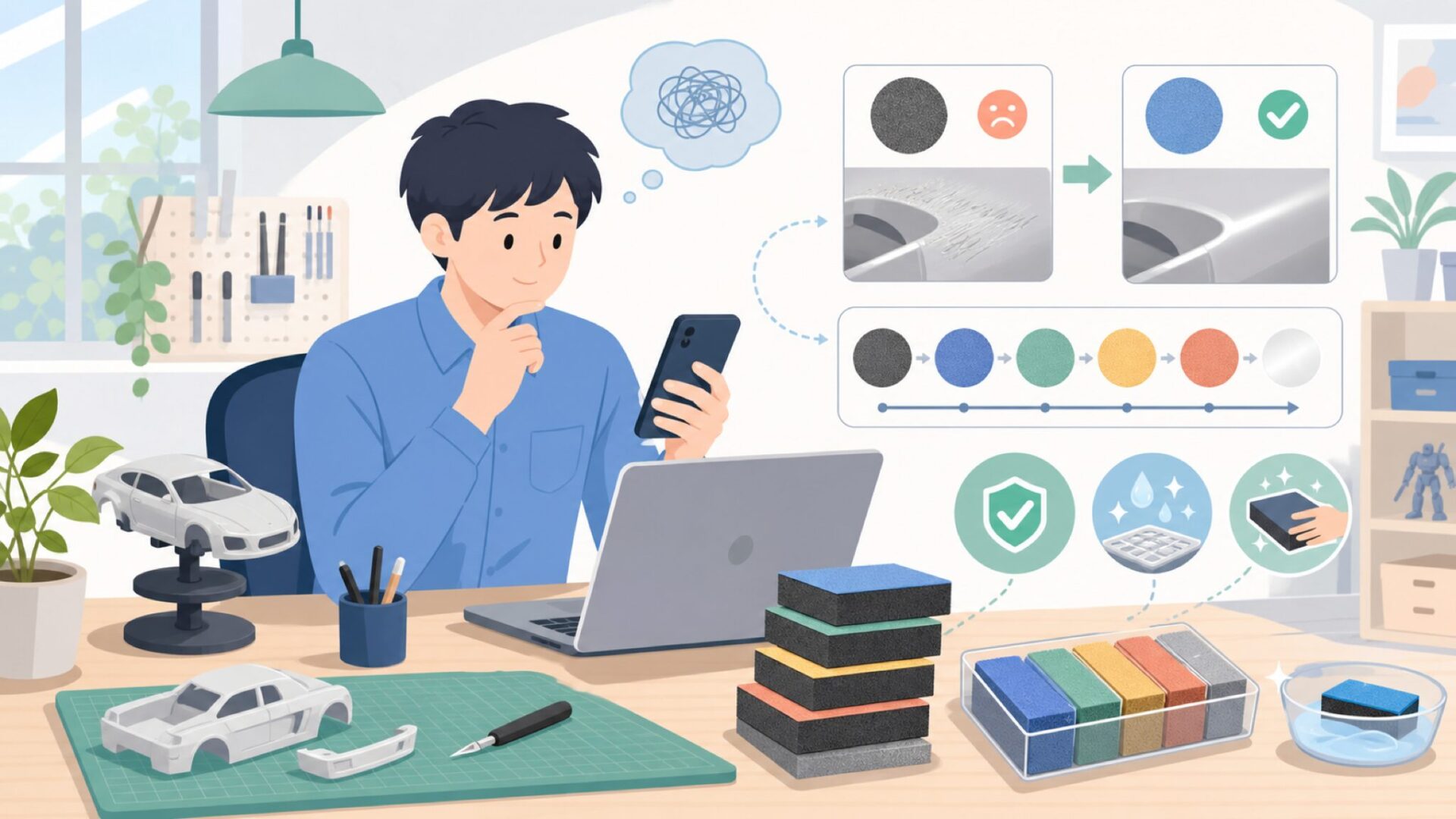 高耐久スポンジヤスリセットの実力を表すイラスト