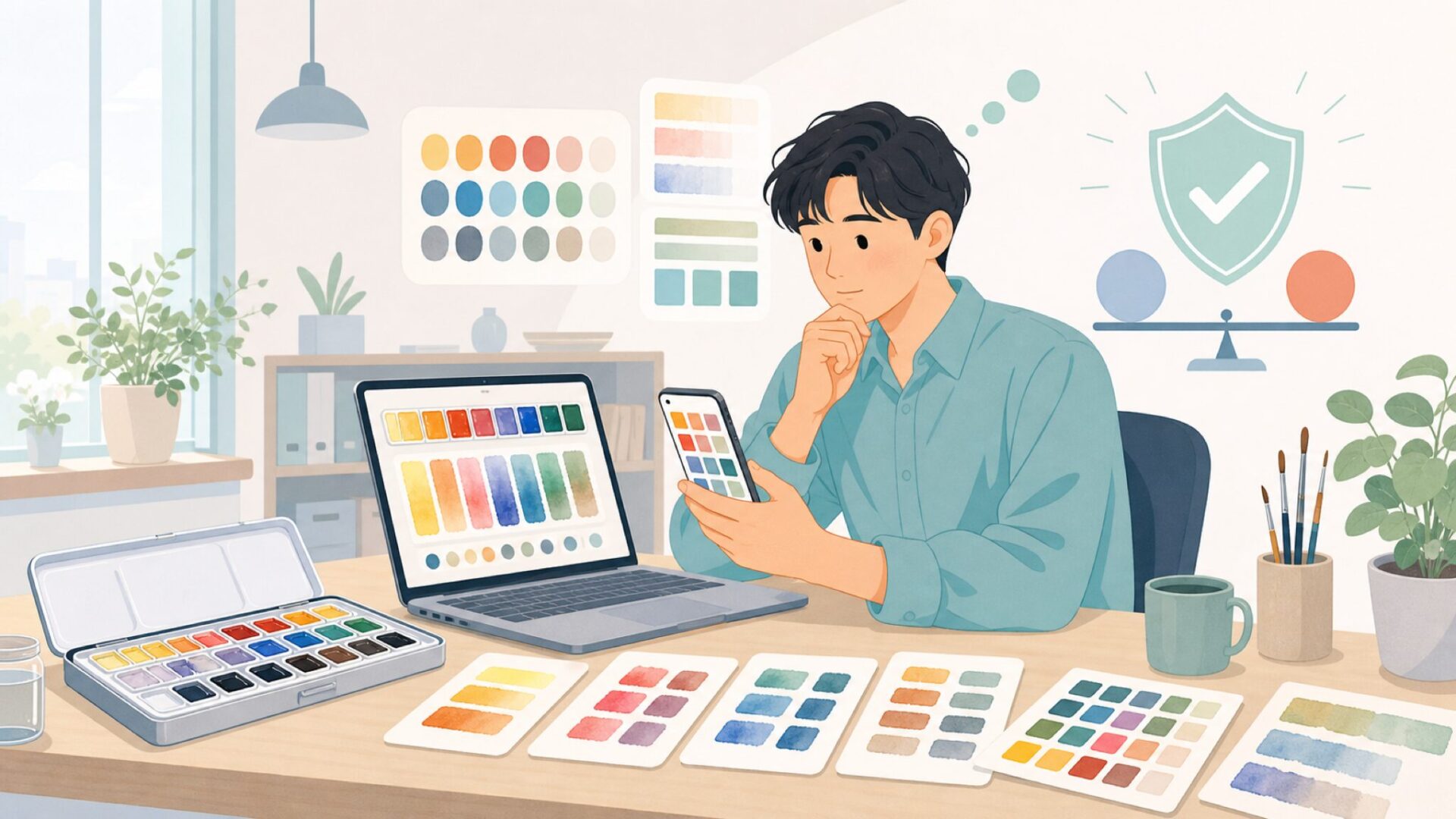 セヌリエ水彩絵具のカラーレビューと人気色の傾向を表すイラスト