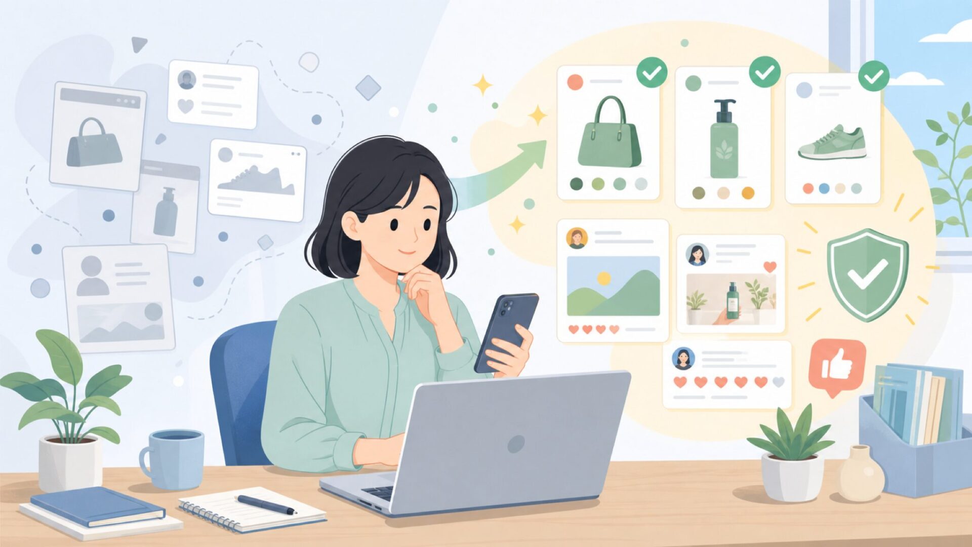 最新情報とSNSレビューで「いまのNeogen」をリアルに確認するを表すイラスト