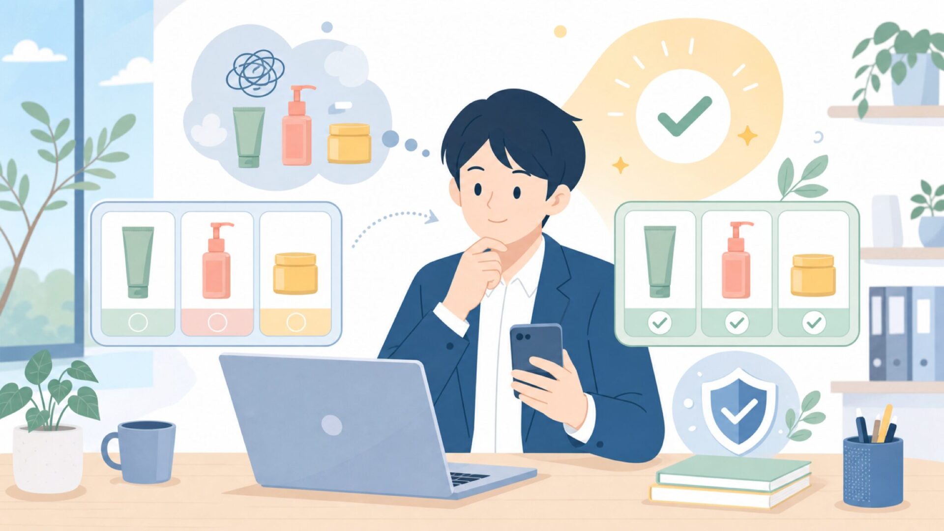初心者が最初に検討したい代表的な製品ラインと選び方を表すイラスト