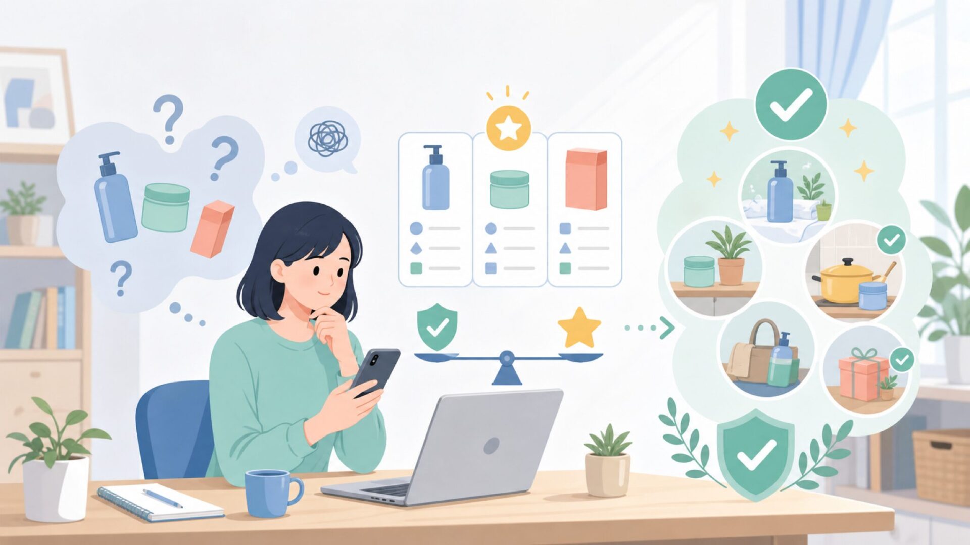 実際に使いこなすレシピと活用アイデアを表すイラスト