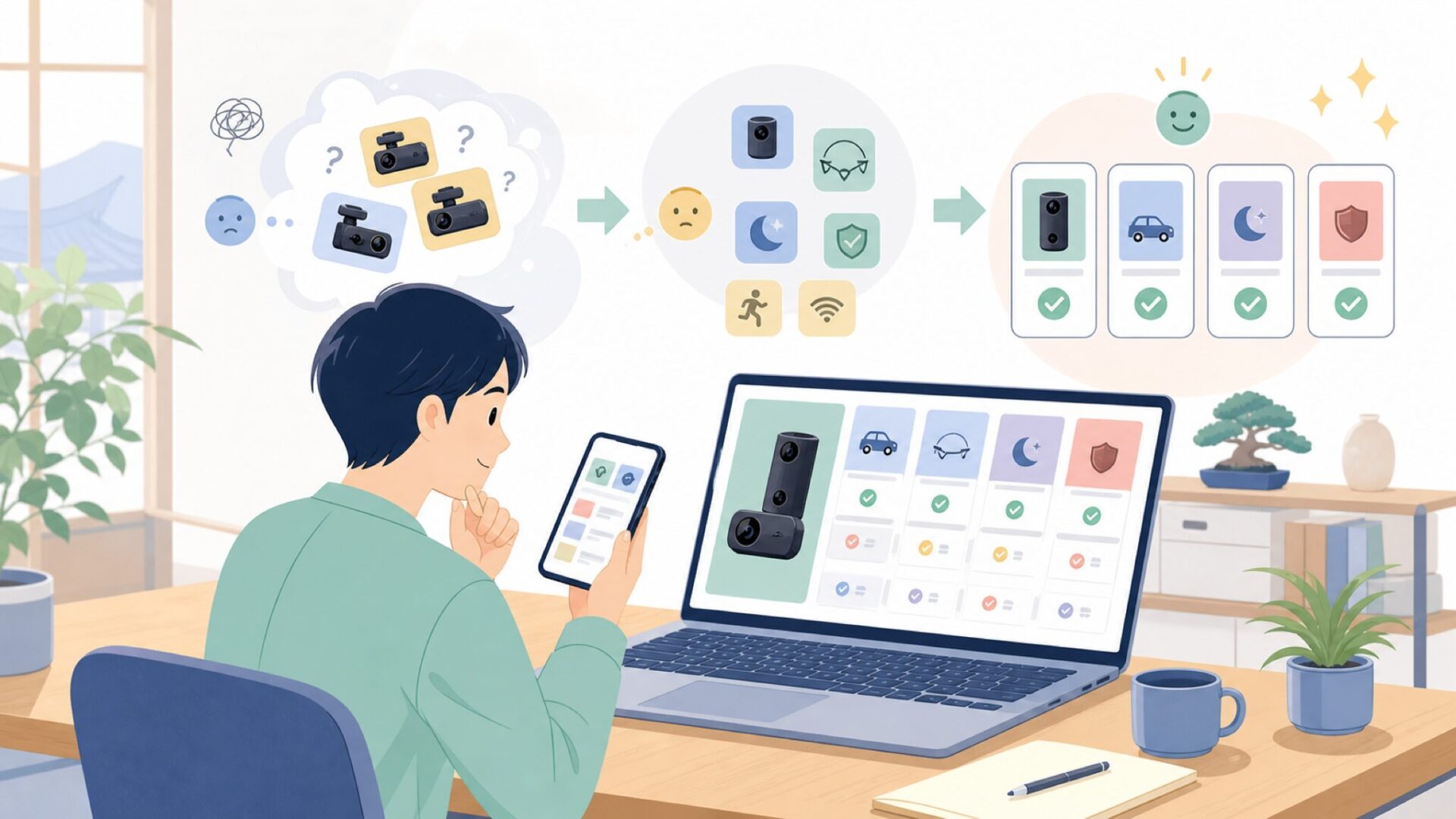 商品説明から読み解くDDPAIの機能とスペックを表すイラスト