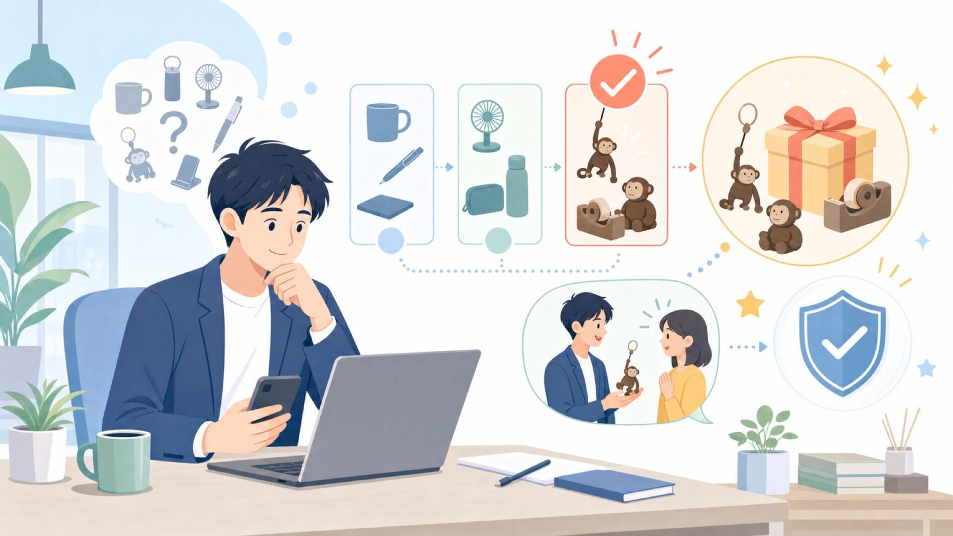 ギフトにMONKEY BUSINESSを選ぶ理由――贈る言葉が自然に出てくる雑貨を表すイラスト