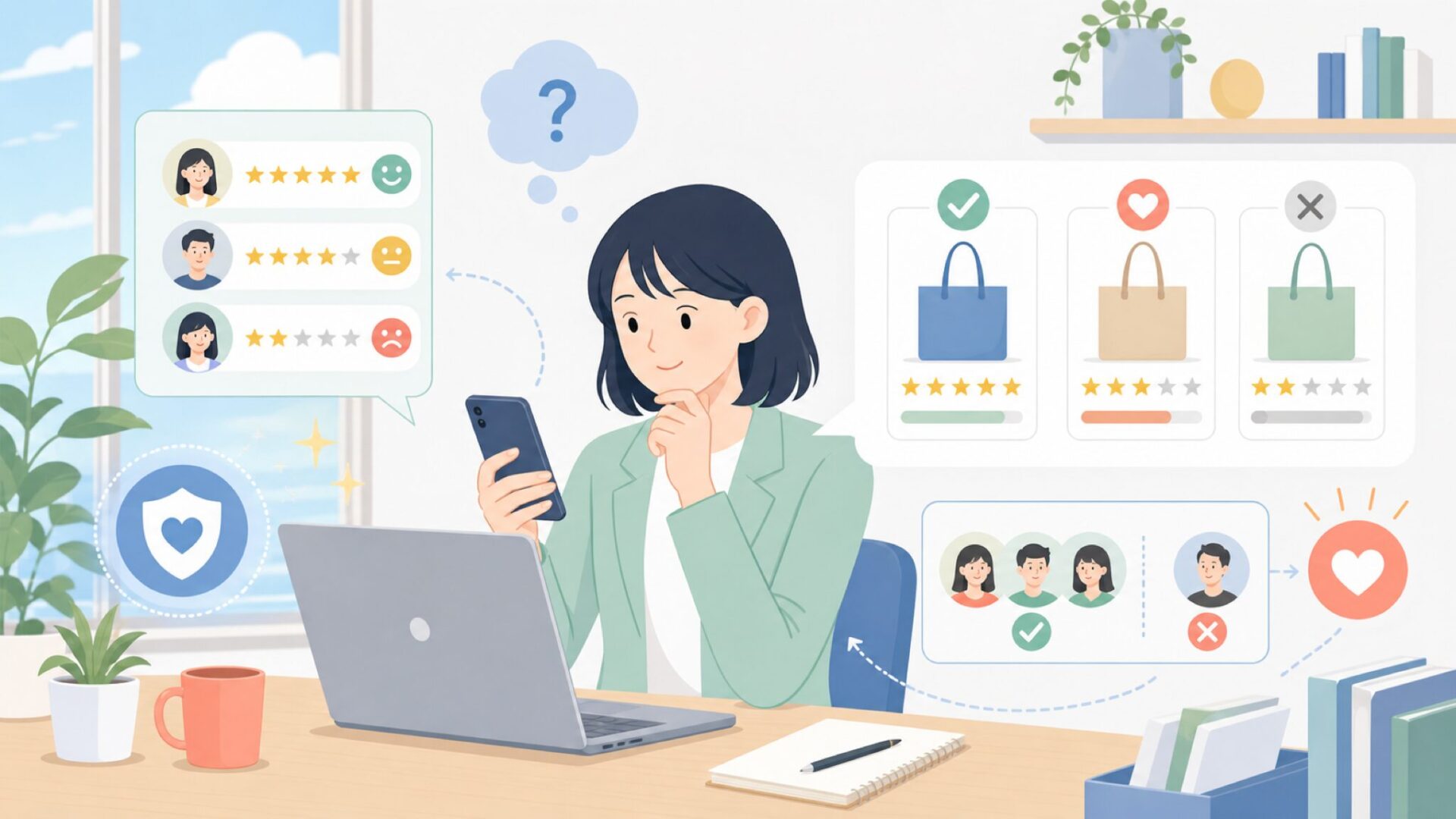 購入者レビューから見える評判とおすすめできる人・できない人を表すイラスト