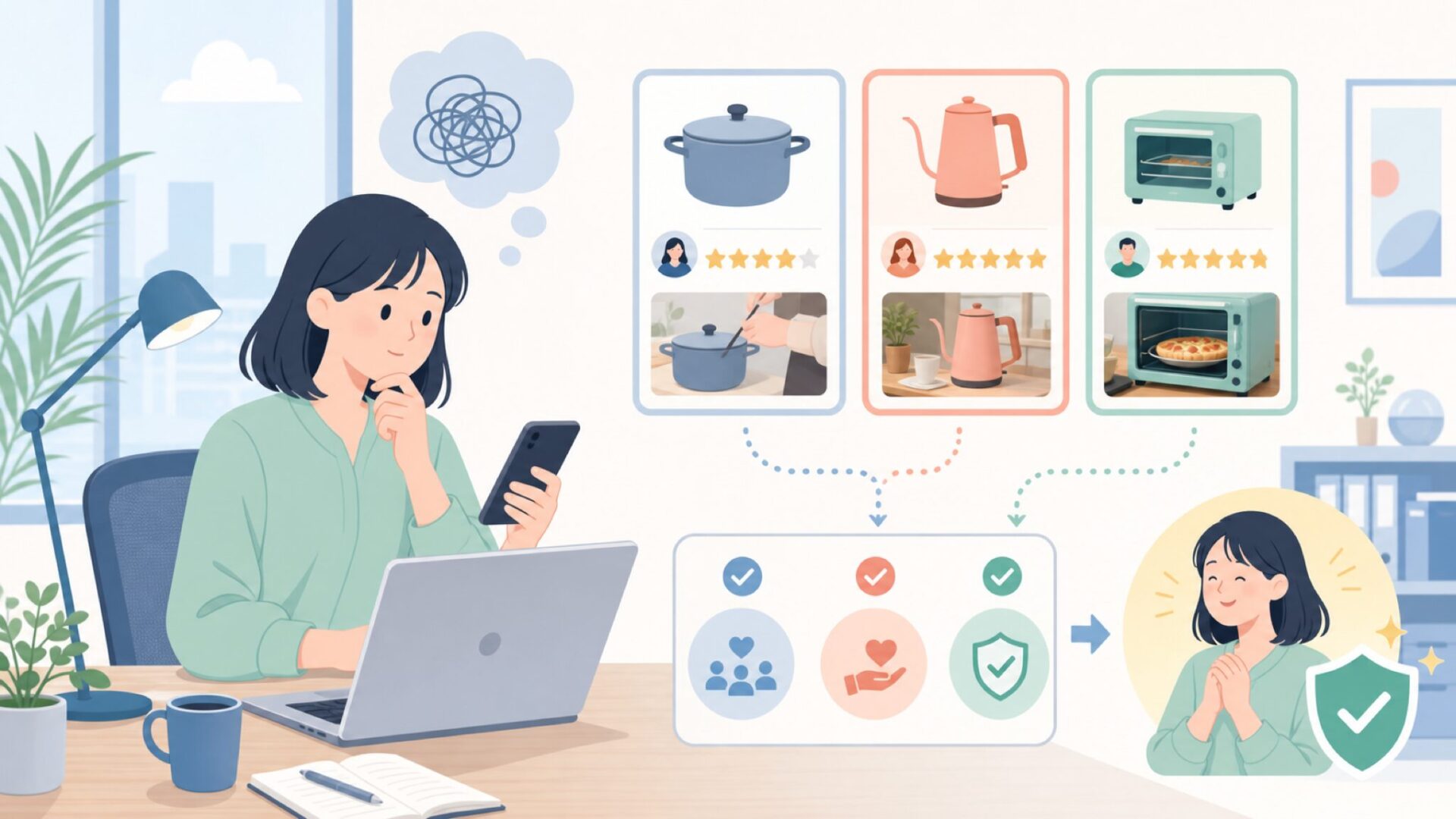 実際のカスタマーレビューから見えてくる使用感を表すイラスト