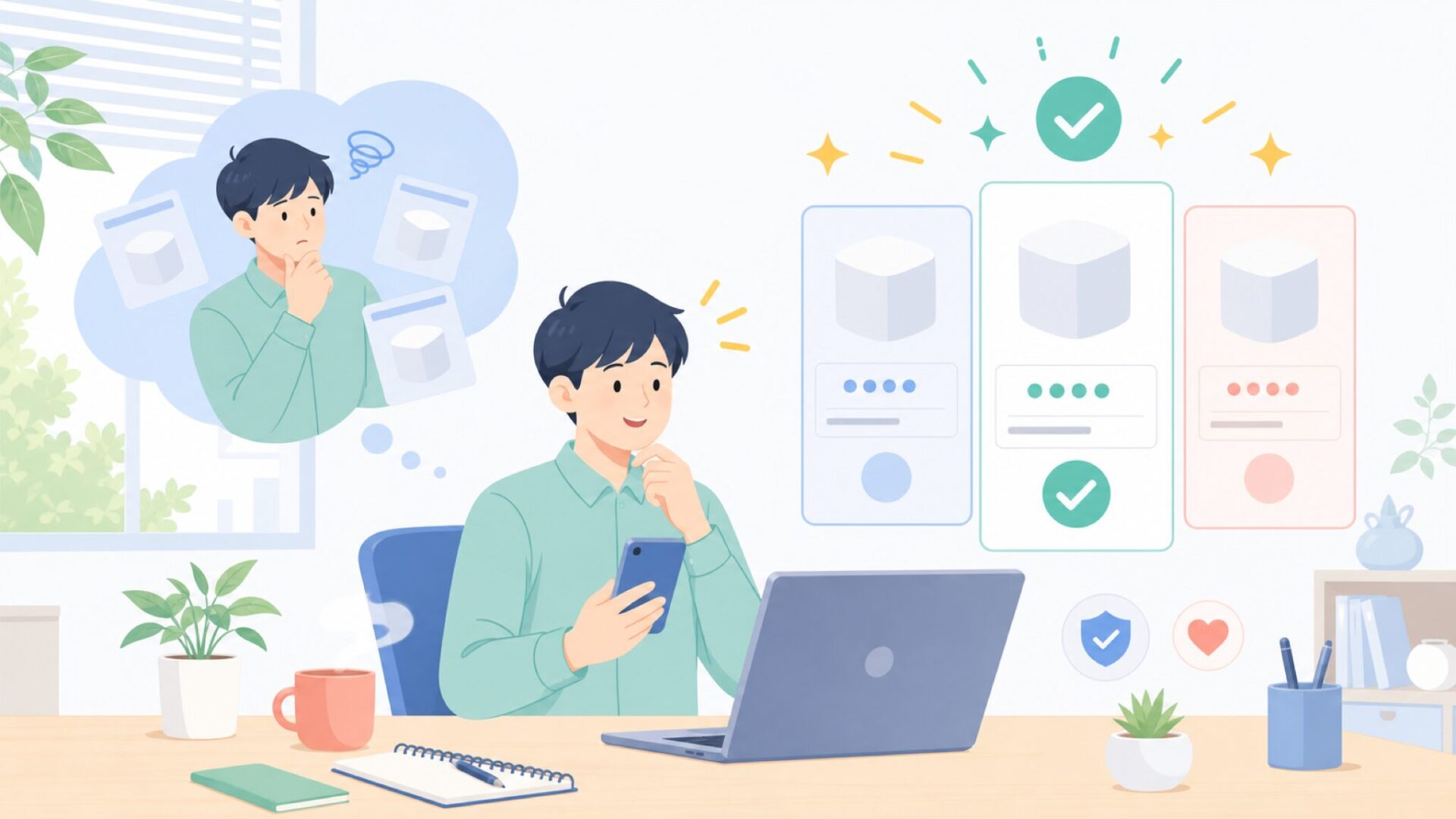 類似ブランドとの違いで選ぶ基準を表すイラスト