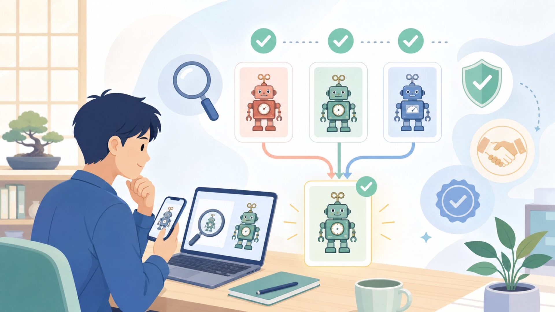 「自分のClockwork Soldier」を特定する3ステップを表すイラスト