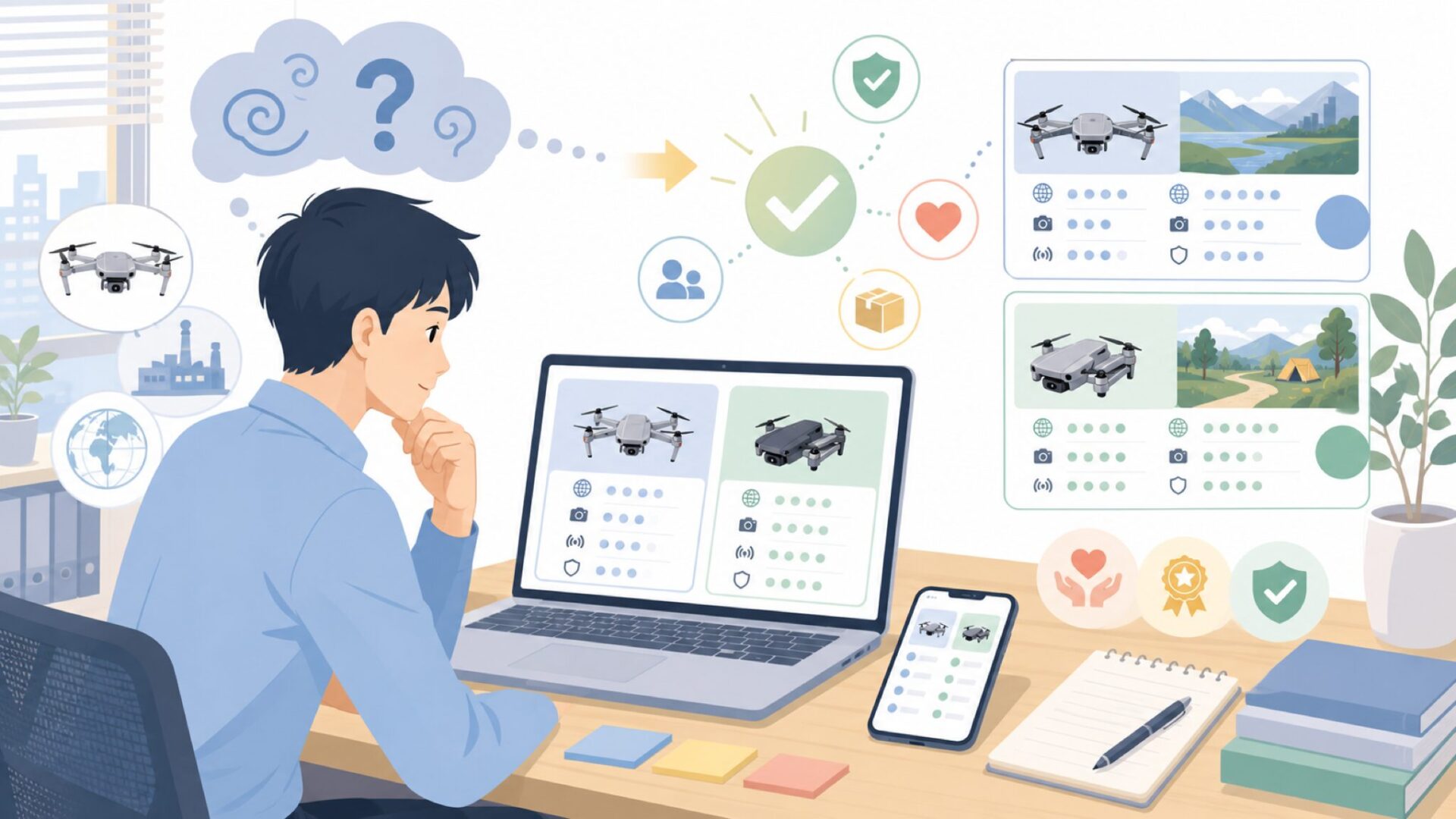 DJI以外の海外メーカーとRukoの違いを表すイラスト