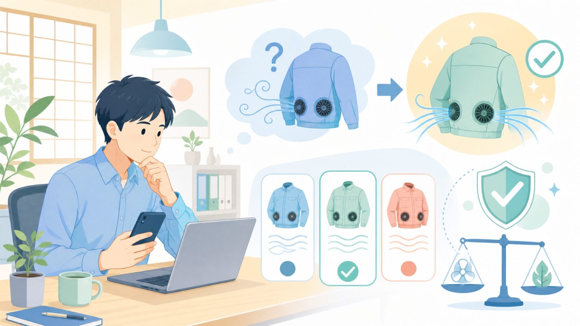 バートルの空調服「エアークラフト」の実力を表すイラスト