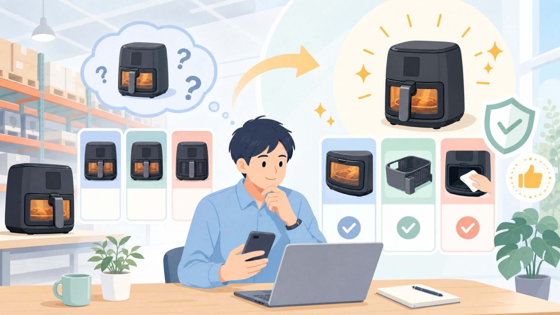 GAF858 窓付きエアーフライヤーの魅力を表すイラスト