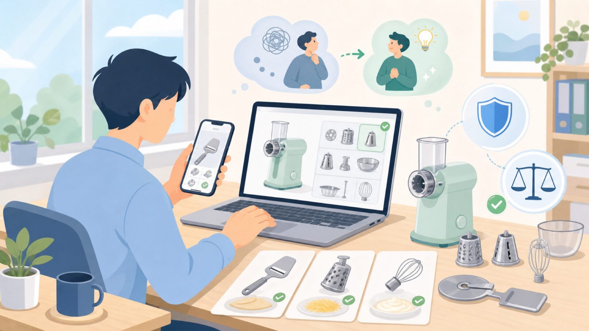 チーズスライサーなど付属パーツの活用術を表すイラスト