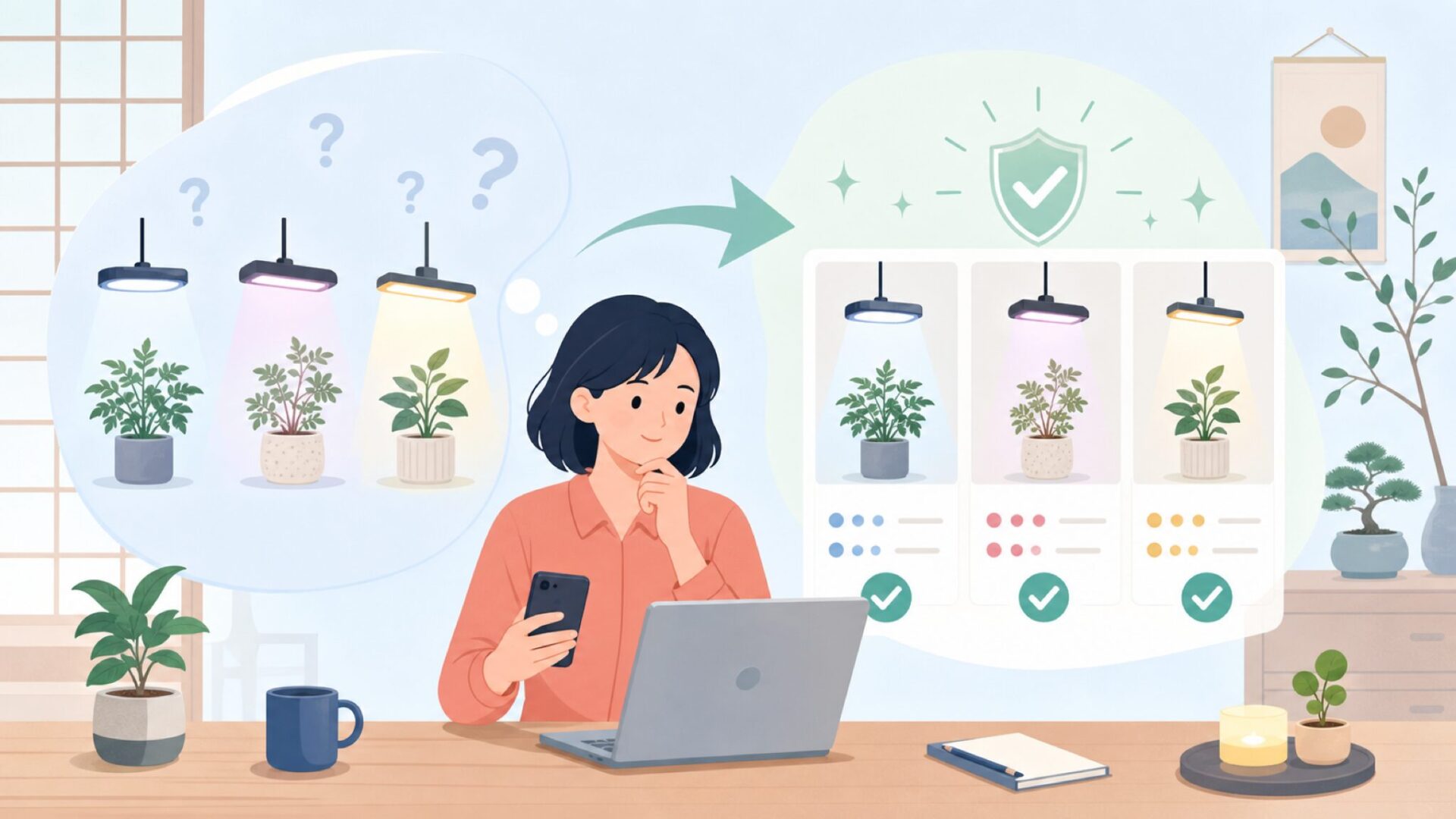 BARRELやPlantsNEXLIGHTなど他社ライトとの違いを表すイラスト