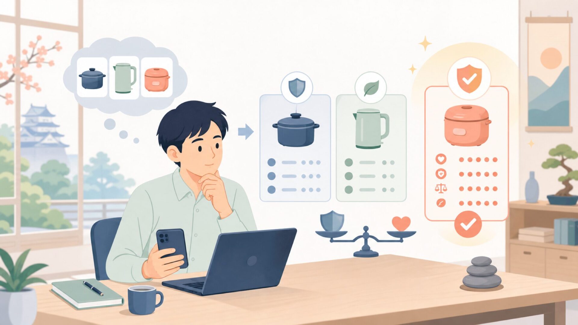 他ブランドと比較してOVENTEを選ぶポイントを表すイラスト