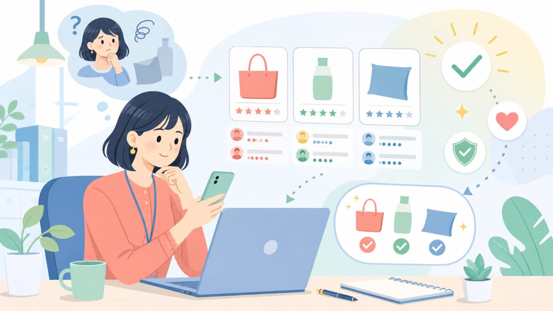 実使用感からわかるメリット・注意点を表すイラスト